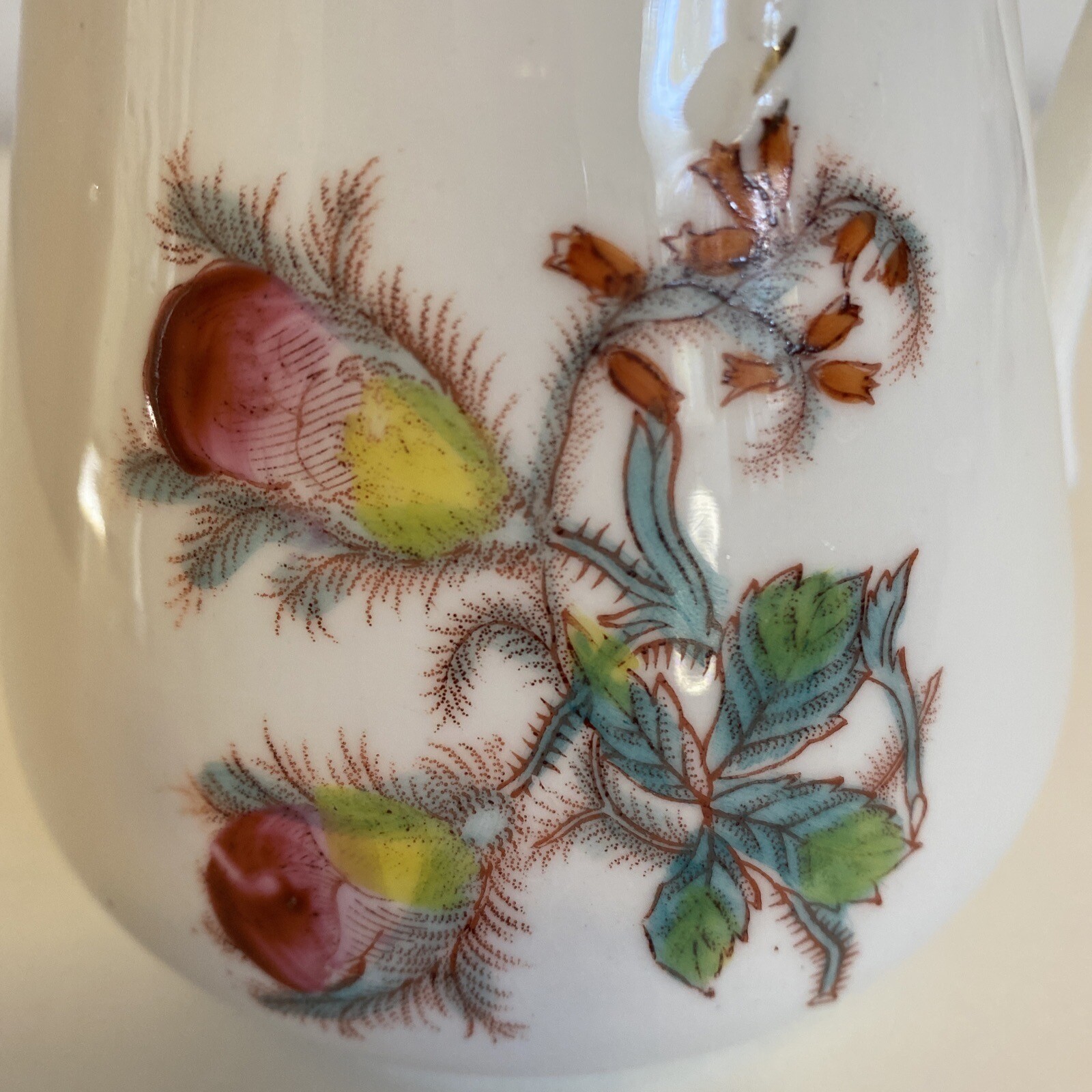 Hand Painted Small Pitcher w Embossed Gilded Rope Knot and Rose Design