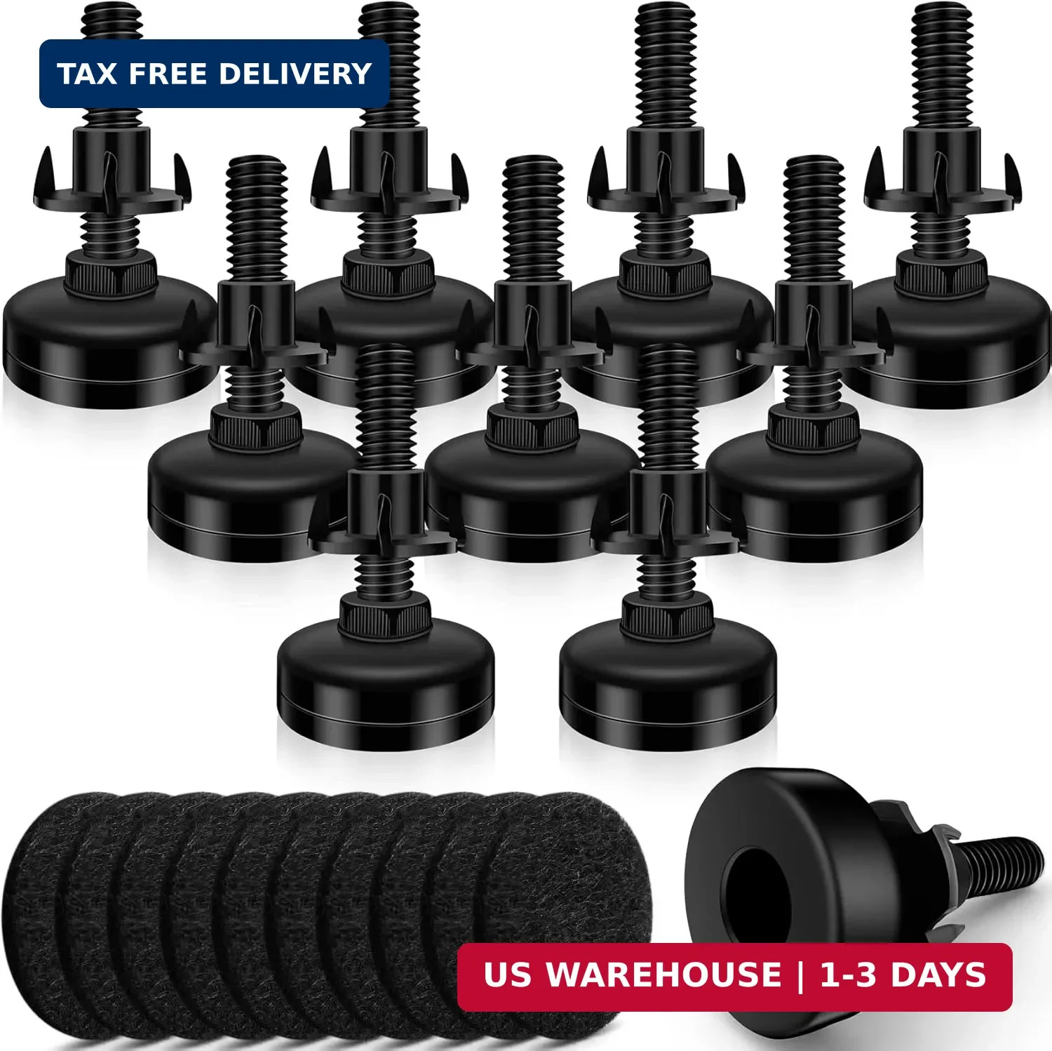 10 Set Adjustable Furniture Leveling Feet, Adjustable Leg Levelers for Cabinets