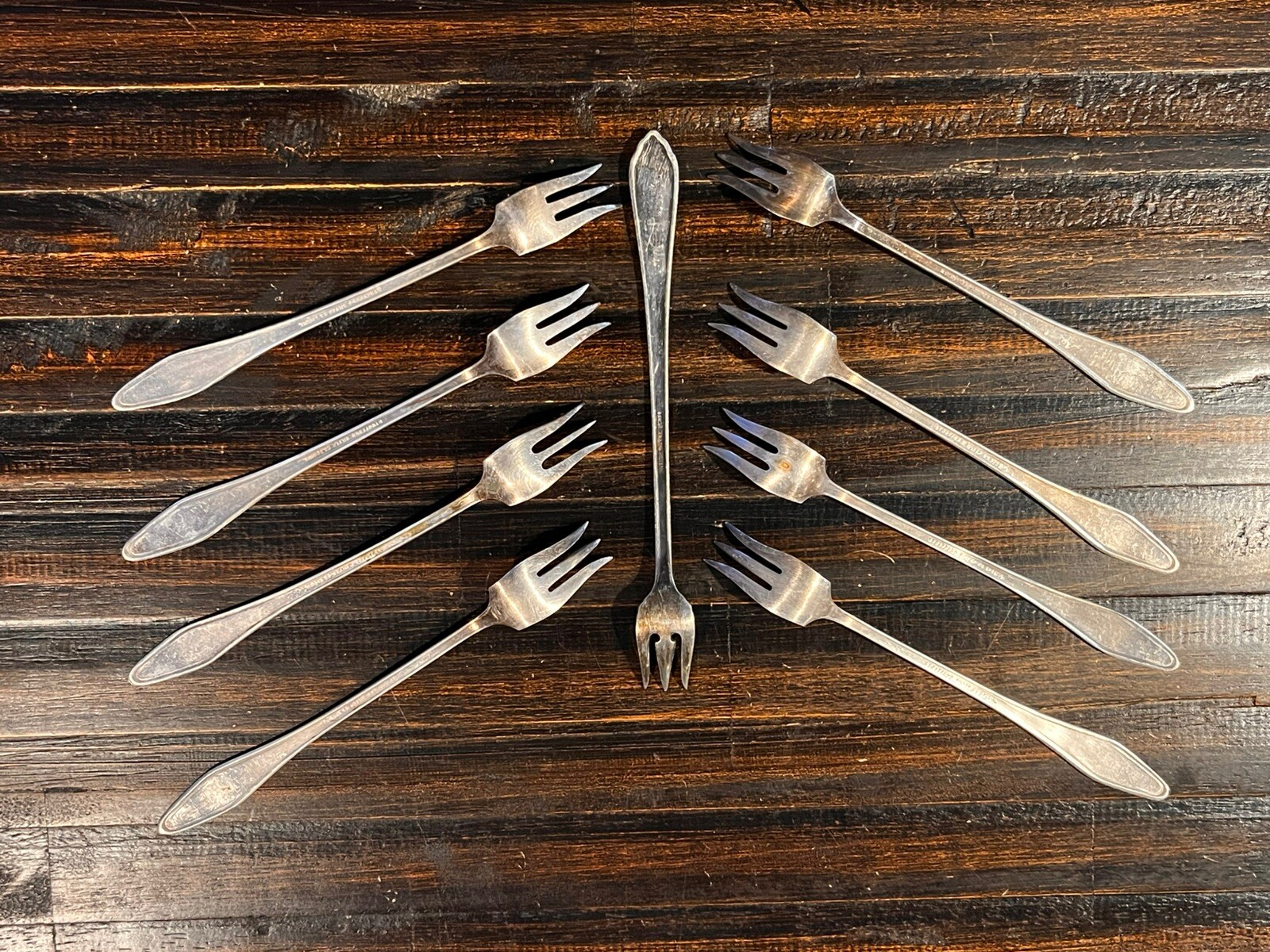 8 Vtg Stratford Silver Co Special Forks Silverplate Cocktail Appetizer Fork Lot!