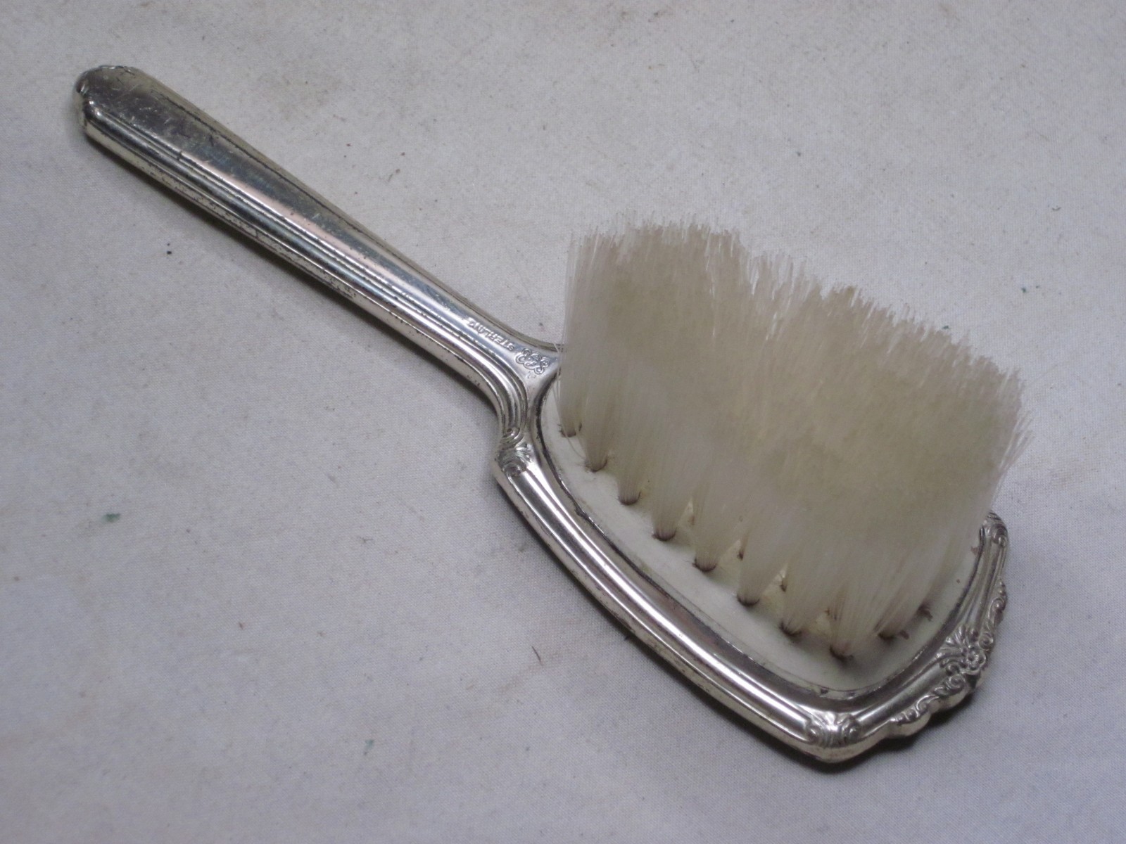 antique small sterling silver hallmarked SLB baby brush hairbrush approx. 38 gr