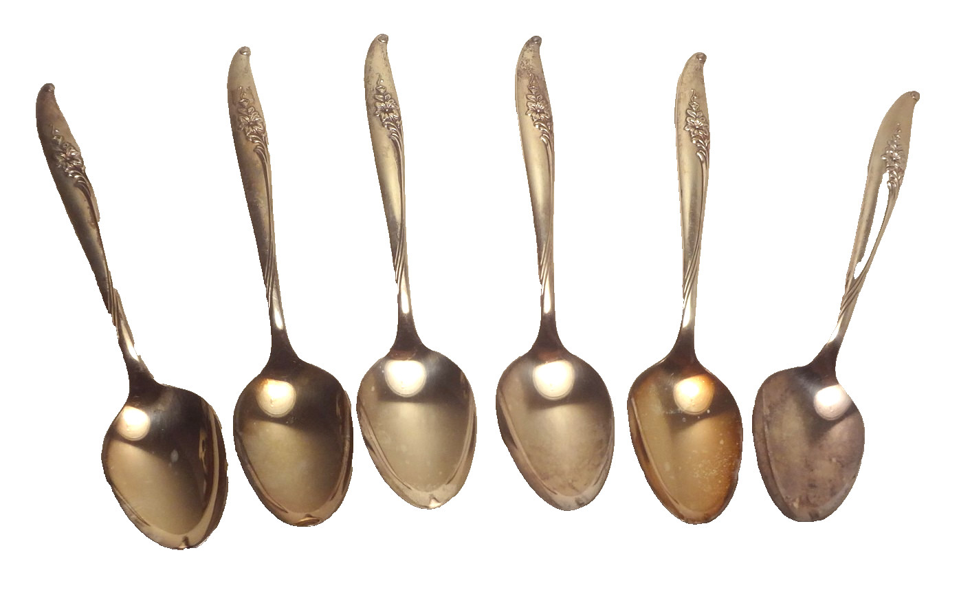 c1958 NOS-Oneida NOBILTY MAGIC MOMENT silverplate 5 O’Clock TEASPOONS- SET OF 6