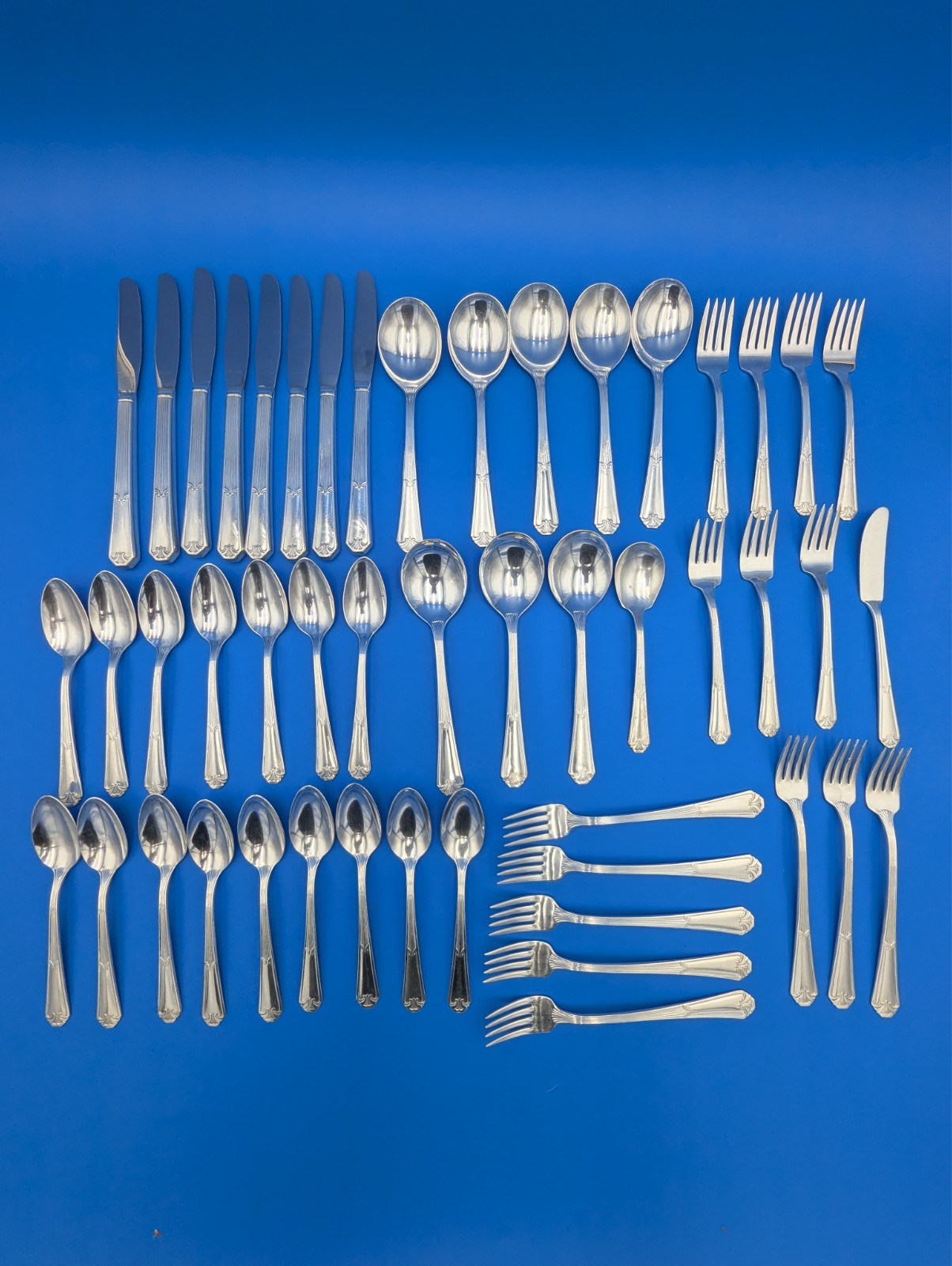 WM Rogers Fidelis Silver Plate 49 Pieces Fork Spoon Knife vintage Flatware