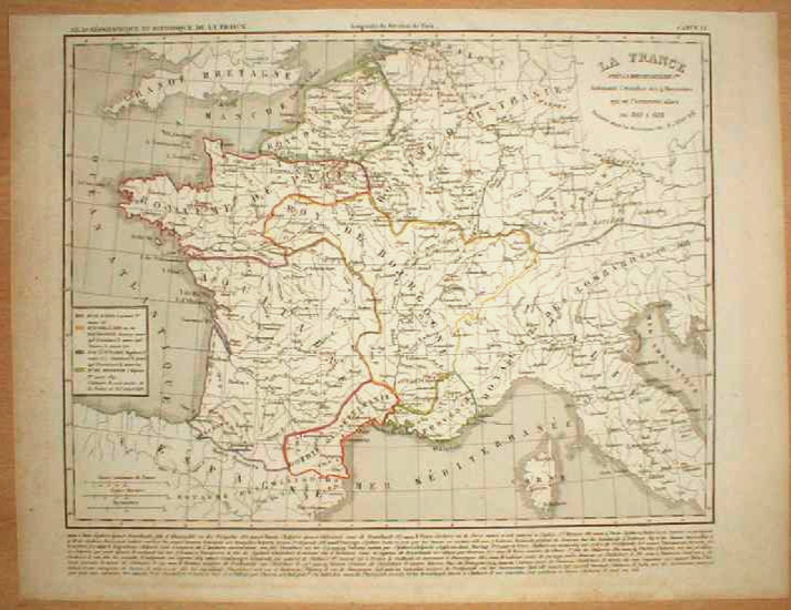 1839 Houze map FRANCE AFTER DEATH OF CHLOTAR I, 561 – 613, #6