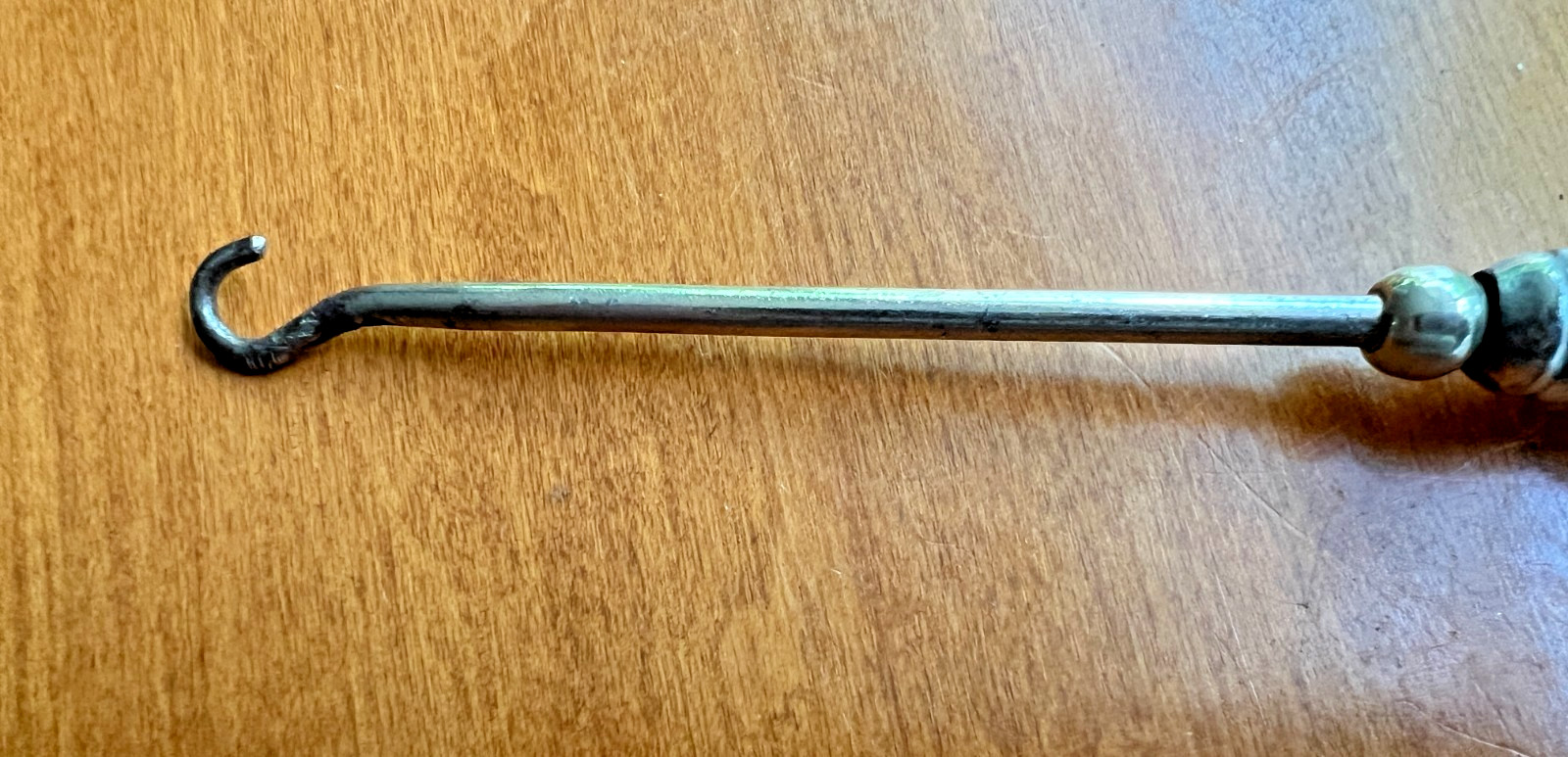 7 1/2″ Ornate Art Nouveau Button Hook; Steel Shank; Probably Silver Plate