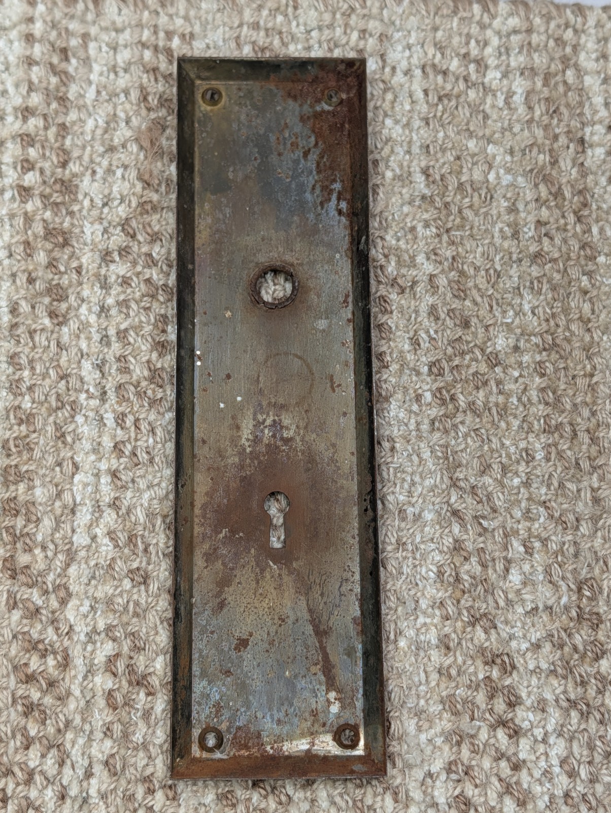 2 3/4″ x 10″ Antique Stamped Steel Door Knob Plate