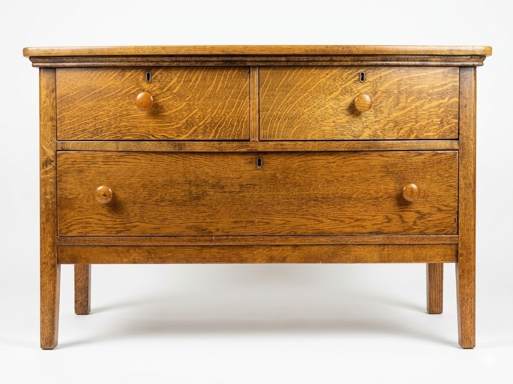 Antique Tiger Oak Bureau – Early 1900s Mission Style Dresser – Golden Oak Home