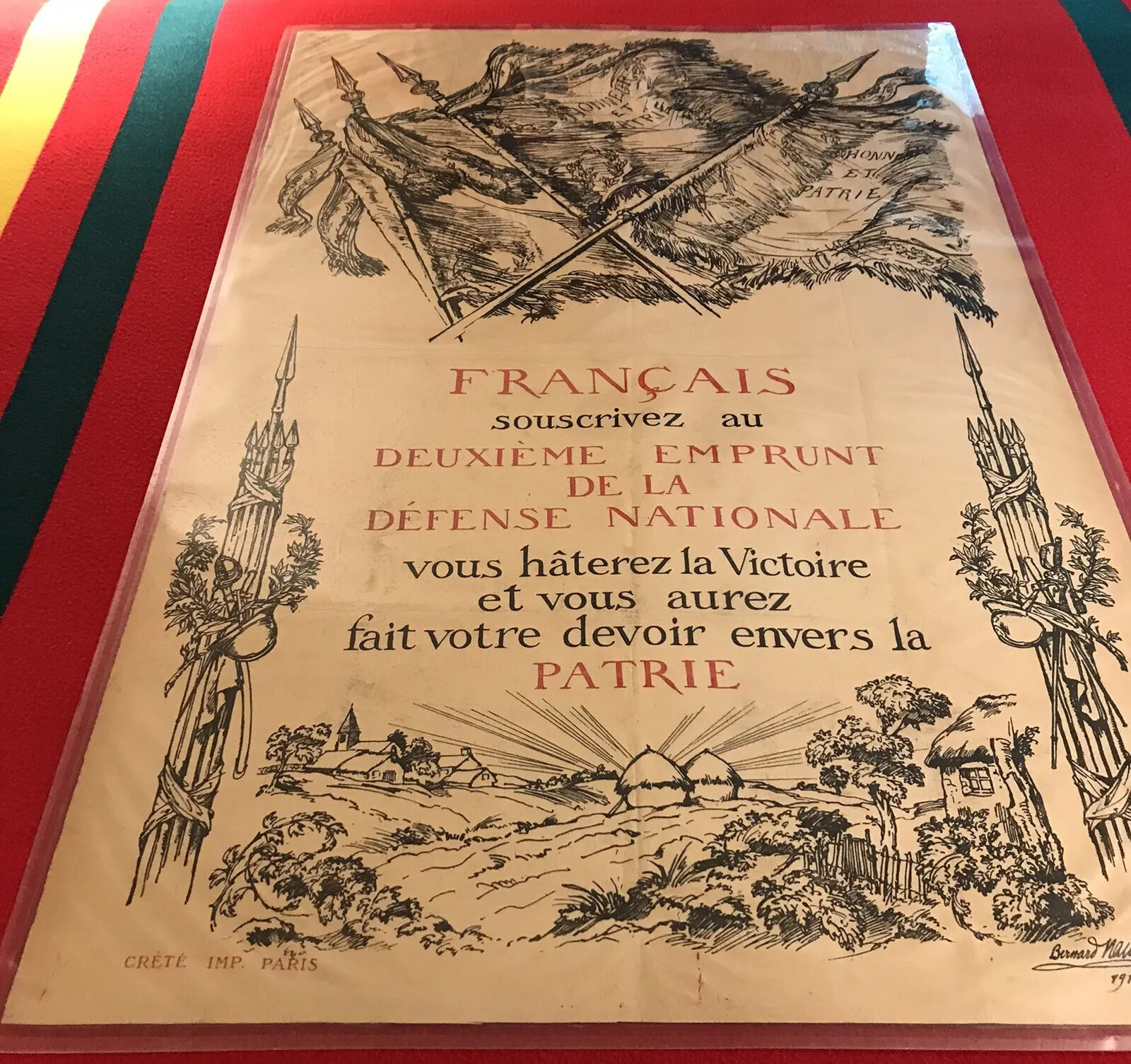 WWI French War Poster “FRANCAIS souscrivez au DEUXIEME EMPRUNT…” (B. NAUDIN)