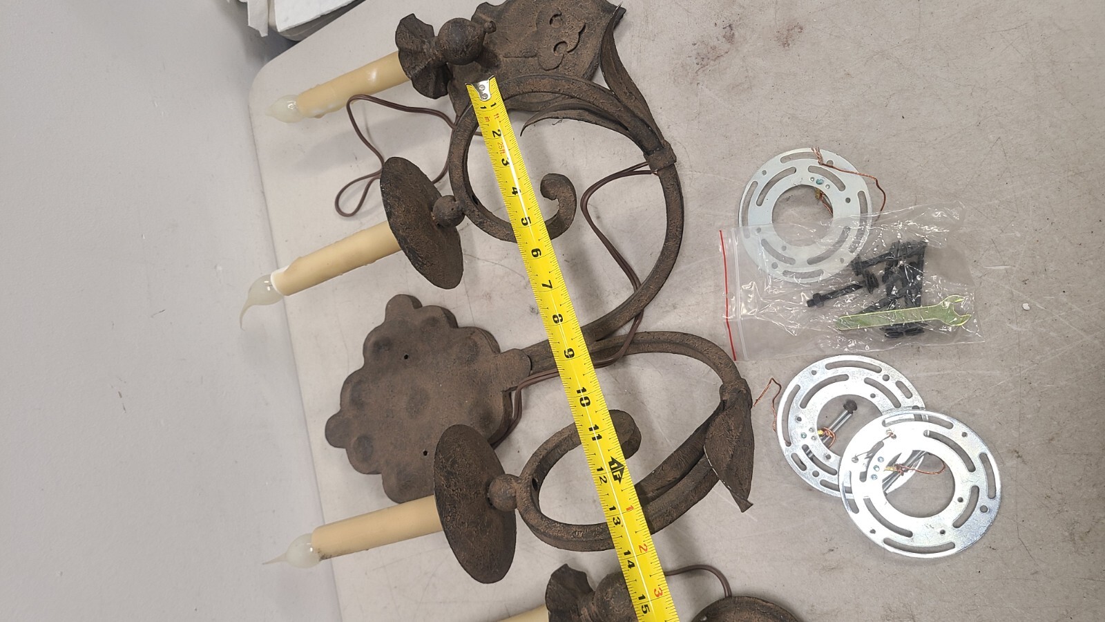 3 Lot Vintage Bronze Leaf Pattern Sconce, 3 Arms, 2 Arm, 1 Arm Medieval Look
