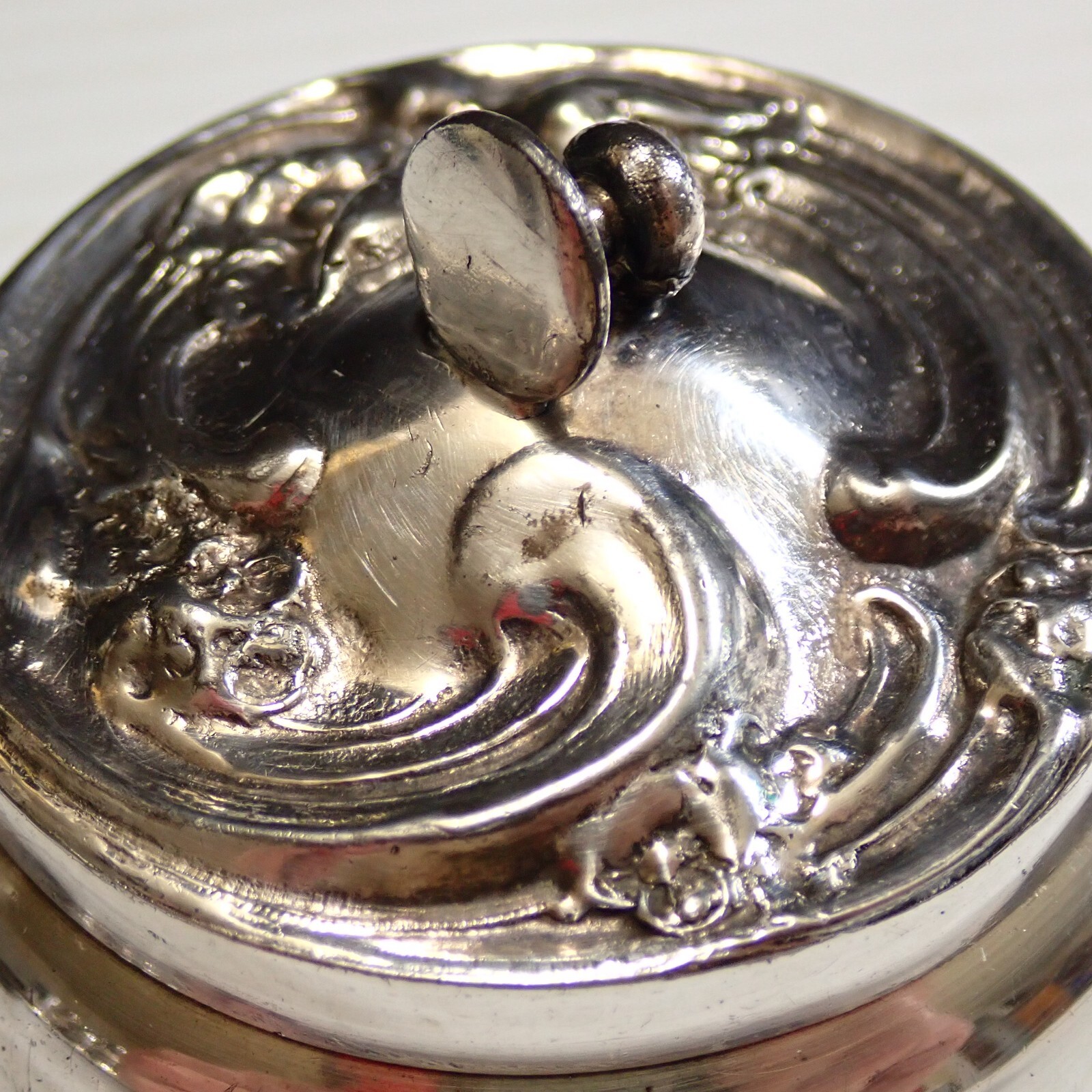 Antique Silver Plate Cufflink Box – Trinket Box – Collar Stud Box – Pill Box