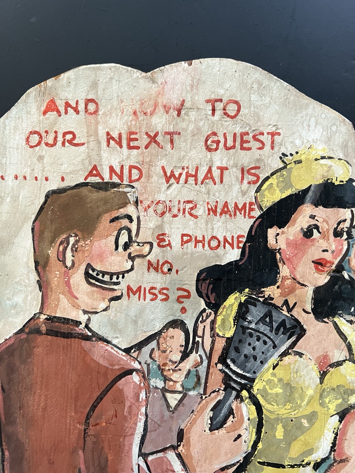 1950’s Hand Painted Comical Flirtatious Folk Art Fraternity Paddle
