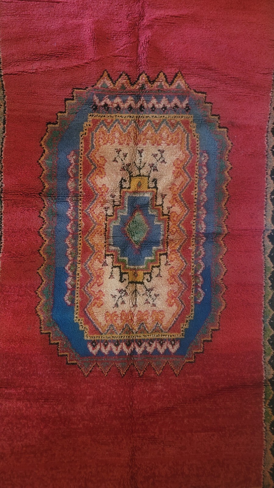 Vintage Handmade Moroccan Rug 6 ft x 9 ft berber rug bohemian rug Red Geometric