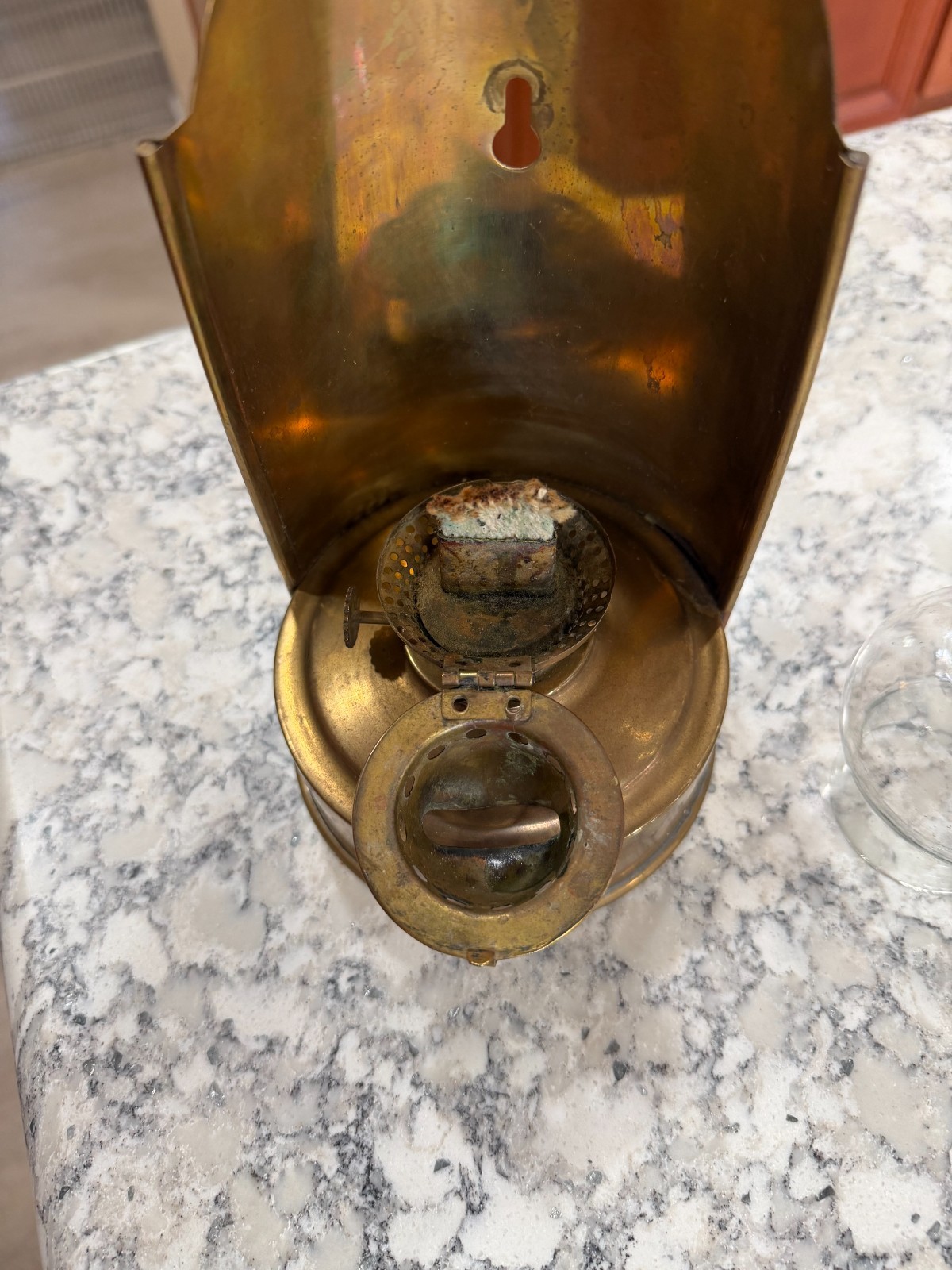 Vintage Primitive Ship Home Wall/Table Oil Kerosene Lamp Sconce Brass