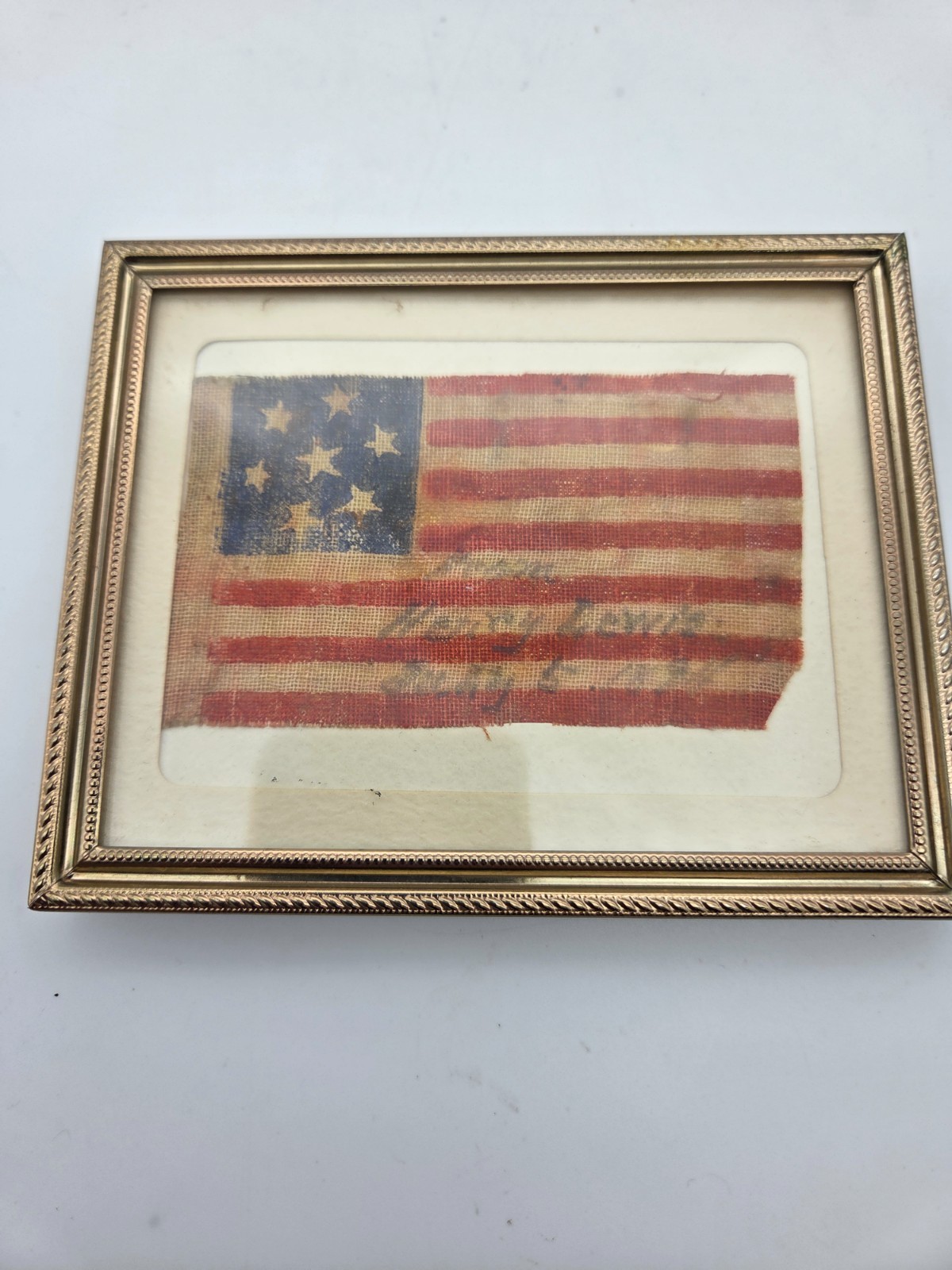 1861 ANTIQUE 7 Medallion Star American Parade Flag Folk Art Civil War Sale Find