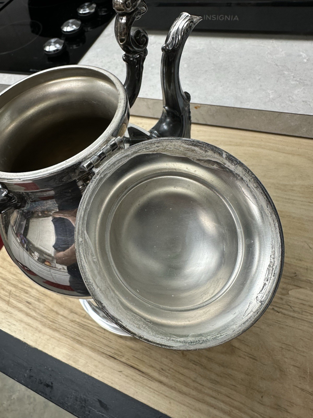 Vintage Silver Plate Coffee Warmer Very Ornate Silver On Copper