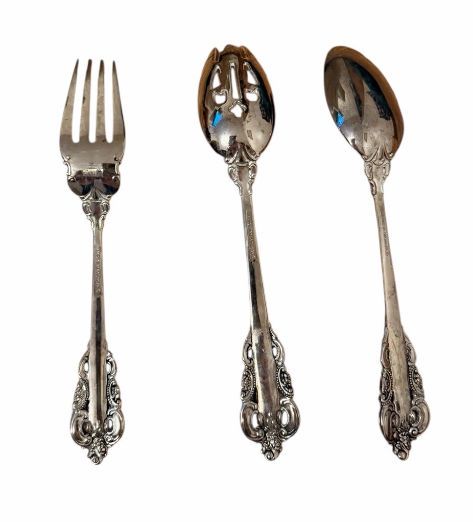 BAROQUE BY GODINGER 3 Piece Serving Set Flatware Silverplate FAST SHIP 3299-60