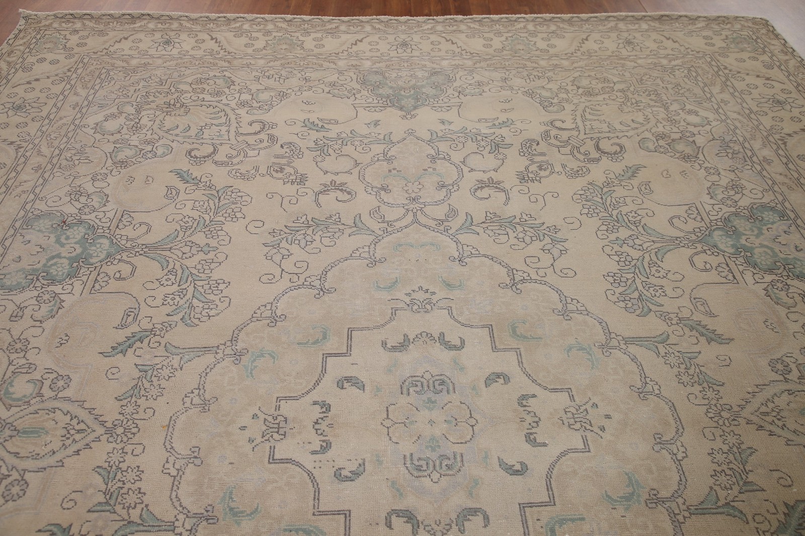 Distressed Traditional Area Rug 10×12 Hand-knotted Wool Vintage for Living Room