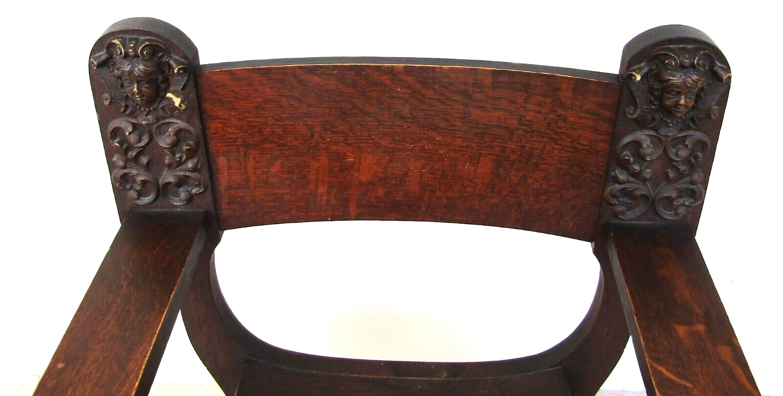 19th Century Spanish Colonial Altar Carved Armchair With Wood Seat and Back