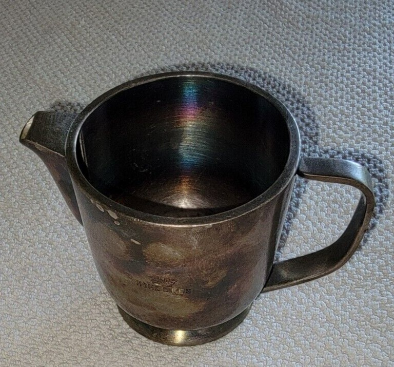 Milk Jug Silver Plated Epon Steel Made In Italy Vintage h8 w3
