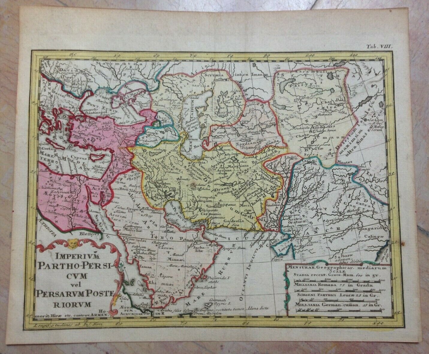 MIDDLE EAST EMPIRE OF PARTHIAN 1742 HAAS-HOMANN HRS NICE ANTIQUE MAP 18e CENTURY