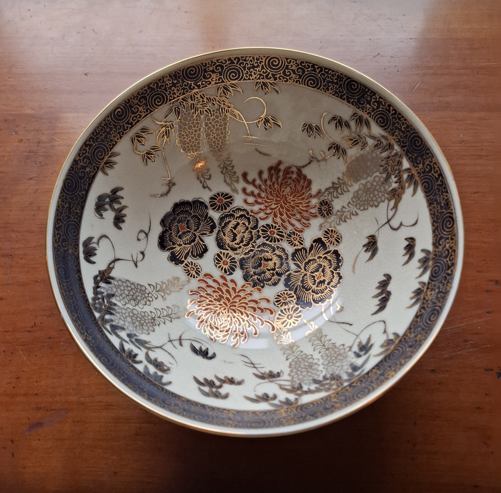Vintage Hand Painted Overjoy Hong Kong Oriental Chinese Japan Serving Fruit Bowl