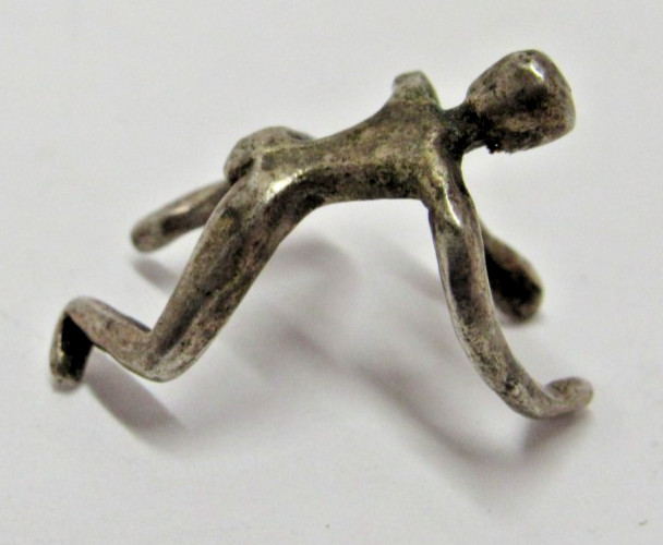 Sterling Silver Ear Cuff Man Climbing Modernist Minimalist Single Vintage #J