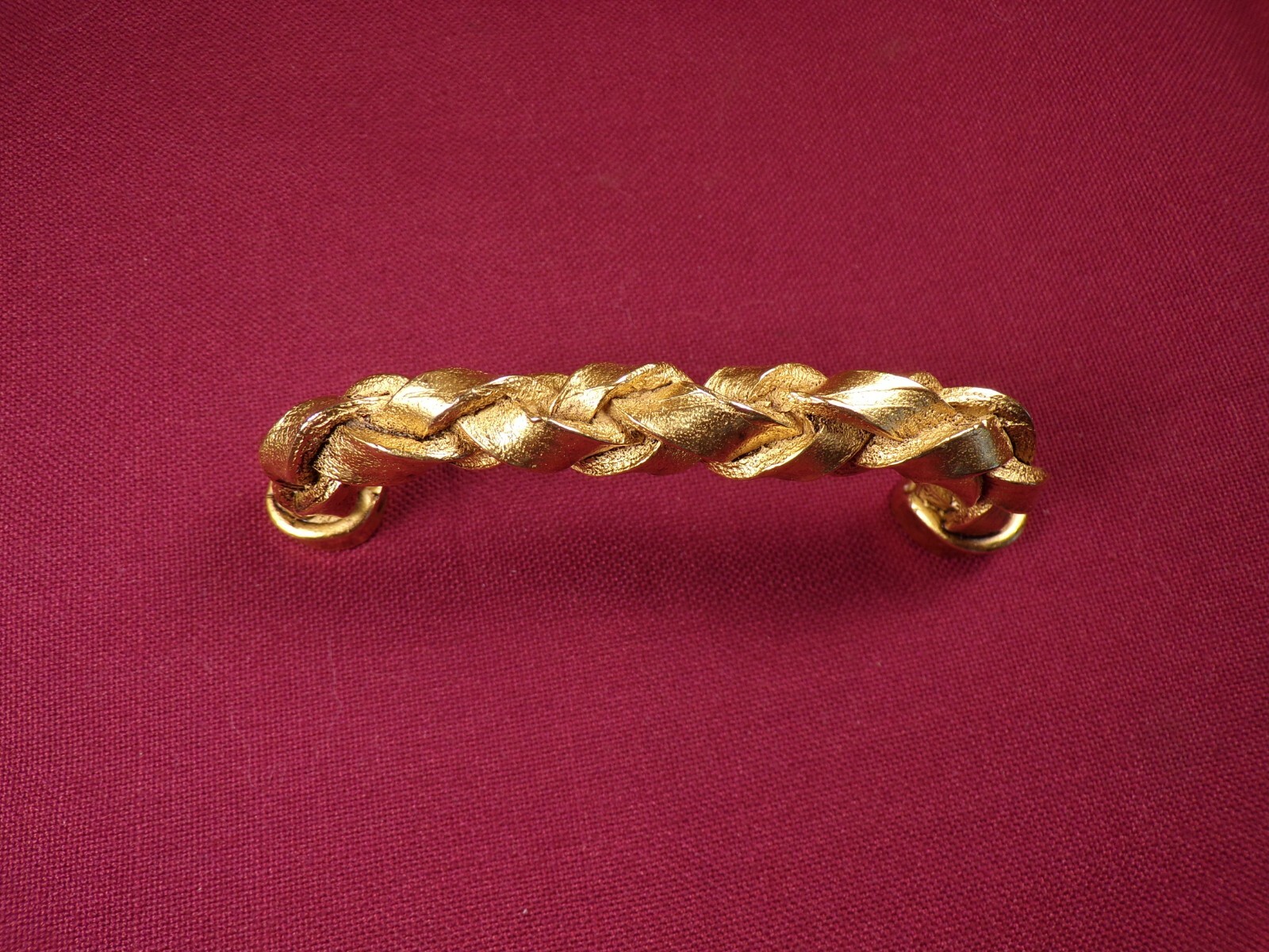 Rare Artisan Custom Cast Drawer Pull Gold Finish Woven Pattern Cast Bronze