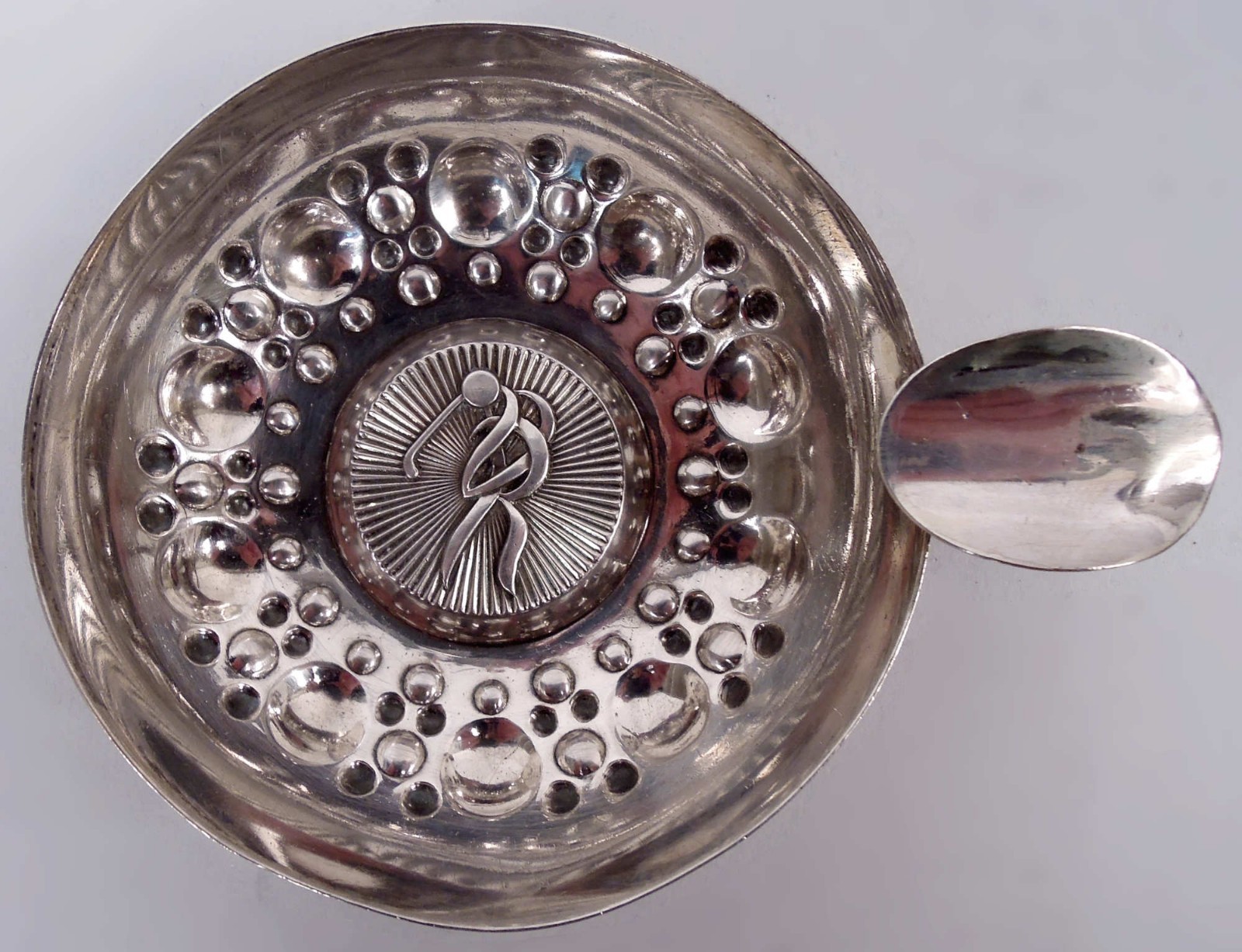 Antique Wine Taster Tastevin Abstract Golfer French 950 Silver