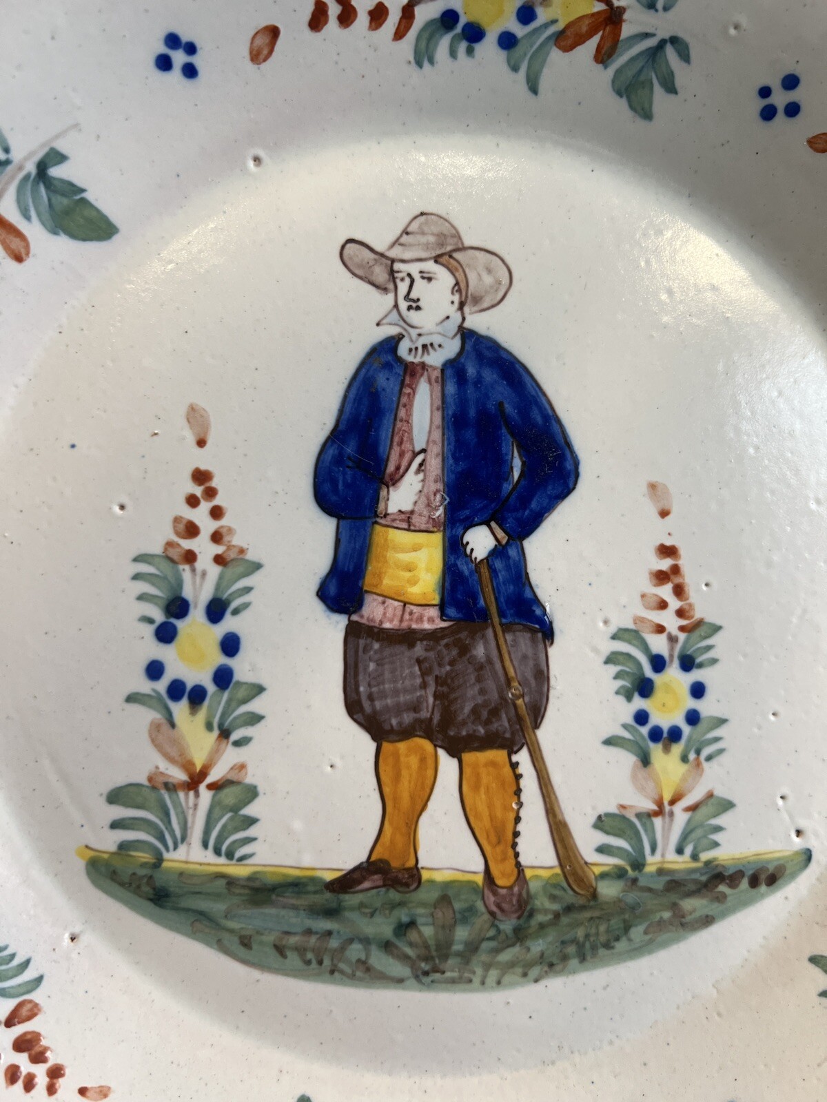 Painted Faience Plate Nevers Trousseau & Cie Character