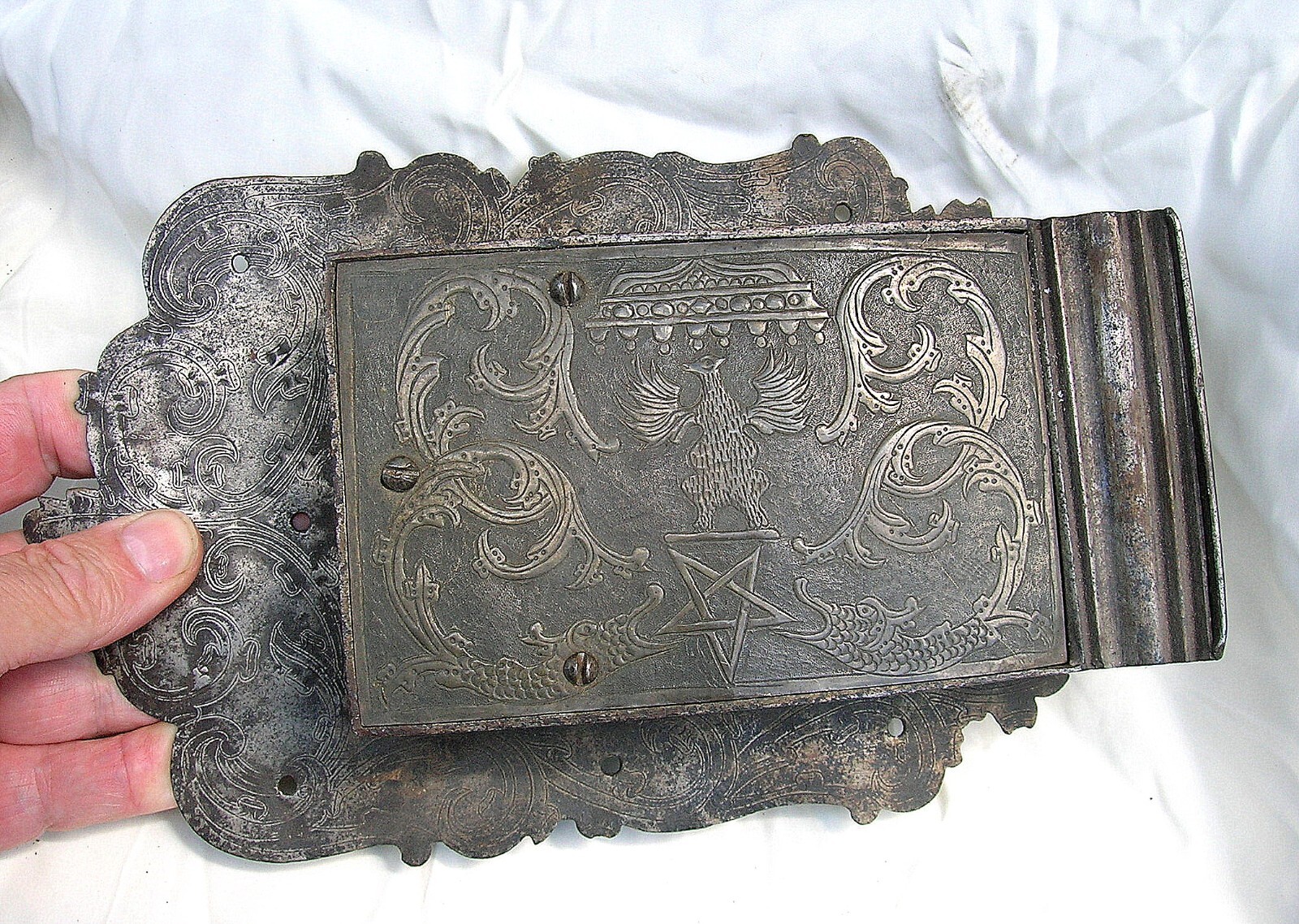 17/18TH C. RARE MASONIC TEMPLE MAIN DOOR MASTERPIECE LOCK 10″ X 5 3/4″ – B.OFFER