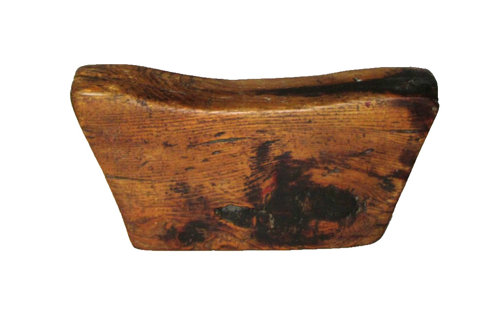Antique Chinese Wooden Headrest Carved Elm Wood Yumu c. 1850-1899 / 11″ w x 5″ h