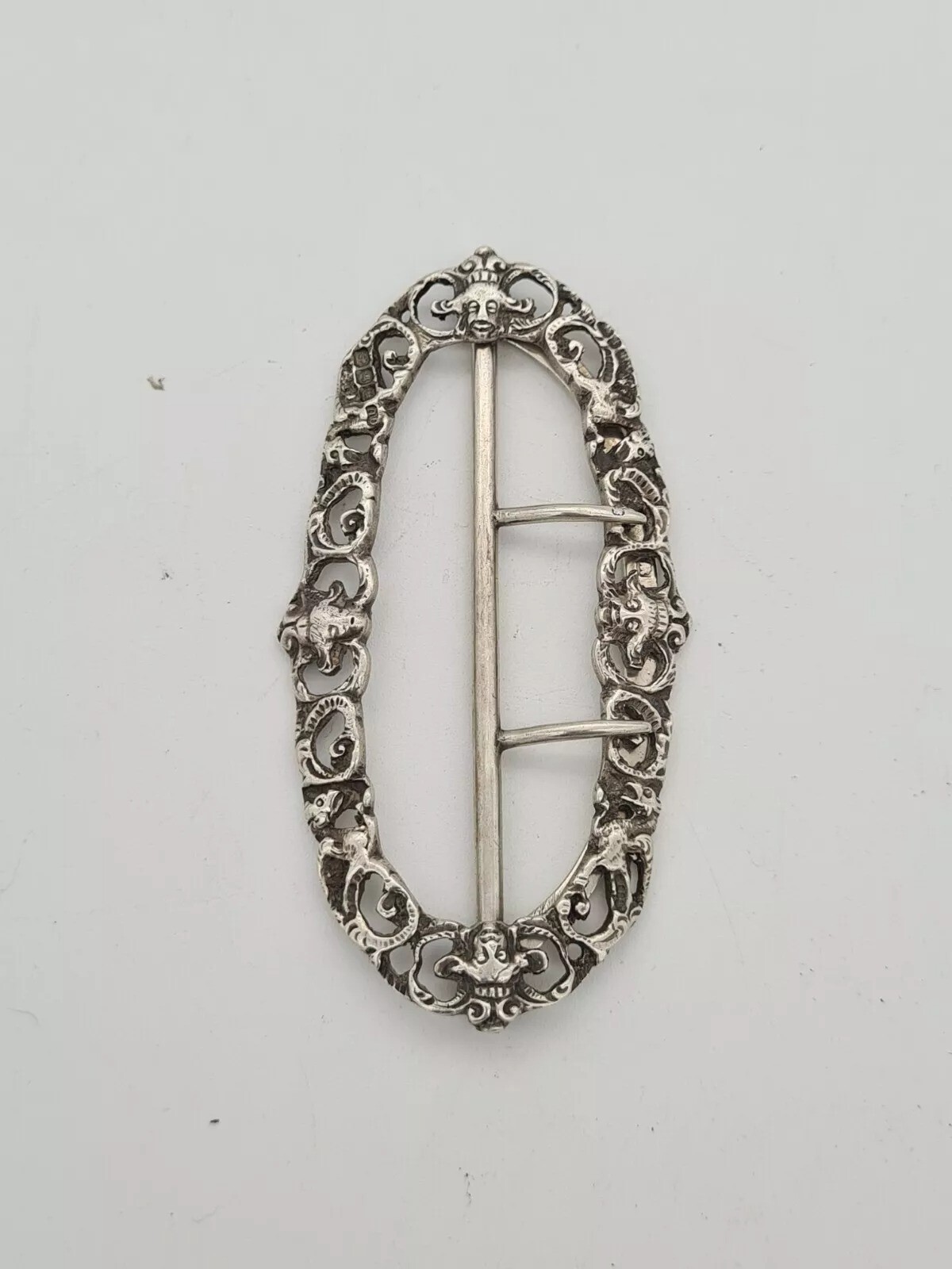 Antique Victorian Solid Silver Belt Buckle George Unite 1896
