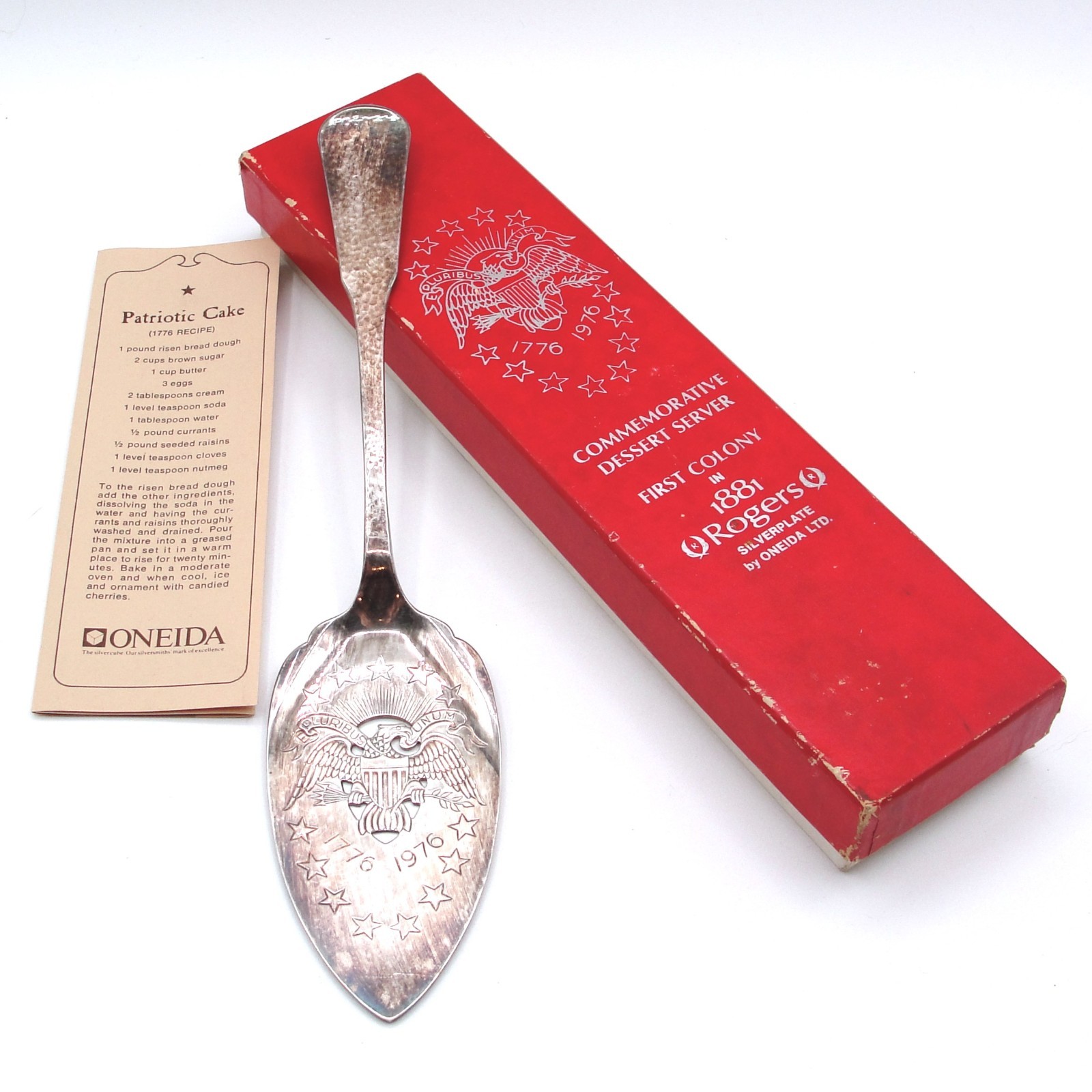 ONEIDA Rogers Eagle Patriotic Cake Pie Dessert Server Bi-Centennial 1776-1976