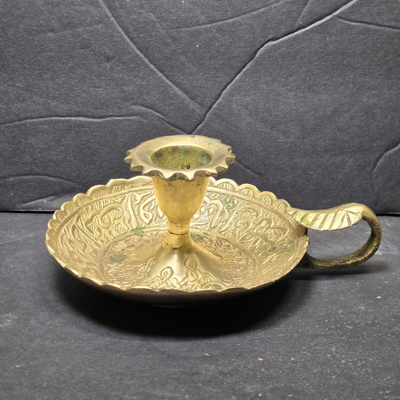 Islamic Antique Solid Brass Candle Holder Damascus Arabic Ornate Decor