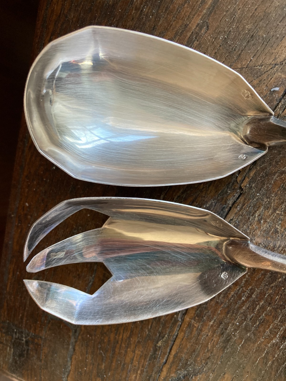 Vintage Silverplate R. PAU France Salad Server Set Fork Spoon LG BOXED CASED SET