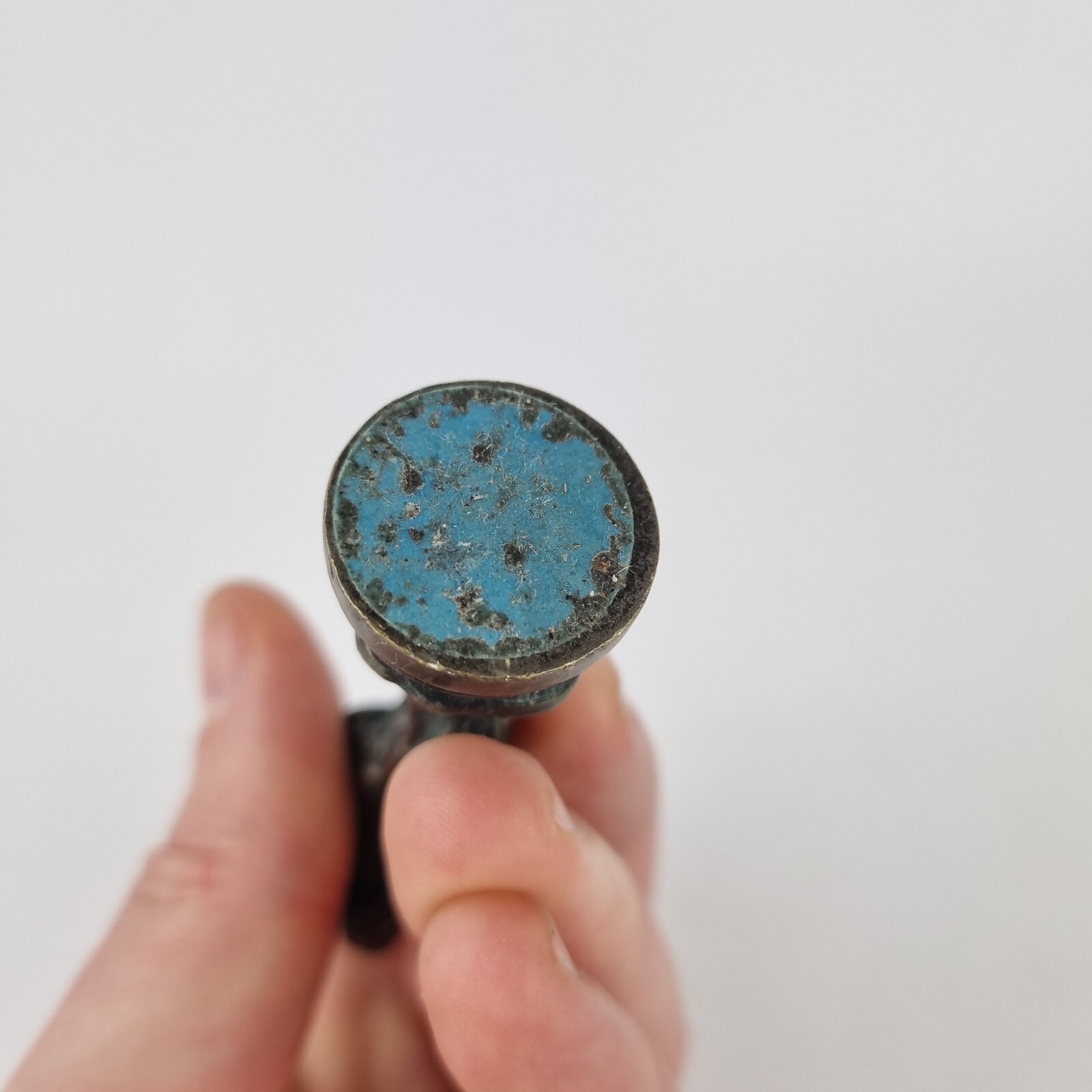 Antique 19th Century Bronze Desk Seal Form Of A Cherub 9.5cm Long