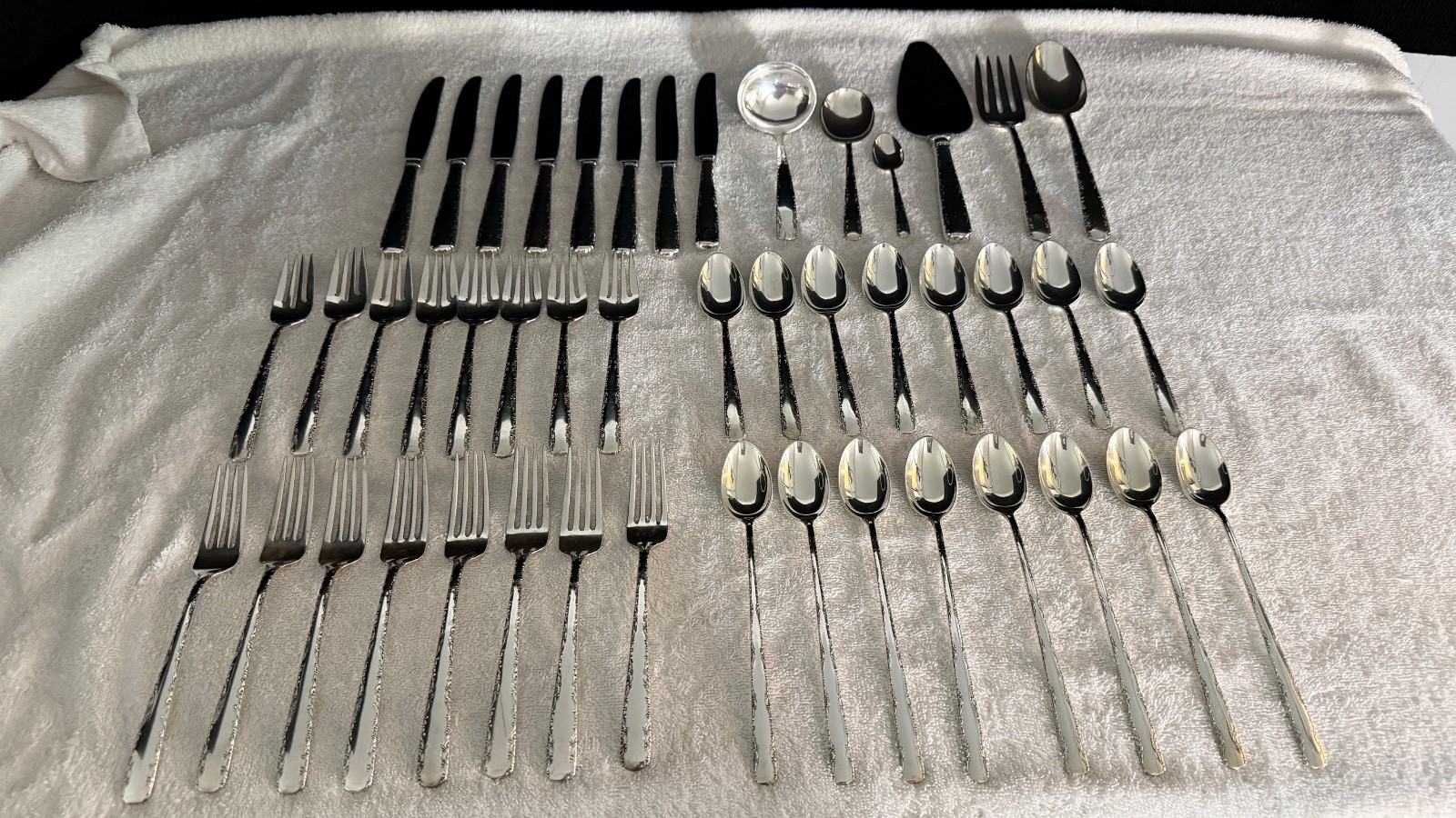 Mid Century Gorham Sterling Camellia Pattern Flatware Service for 8. 47 pcs.