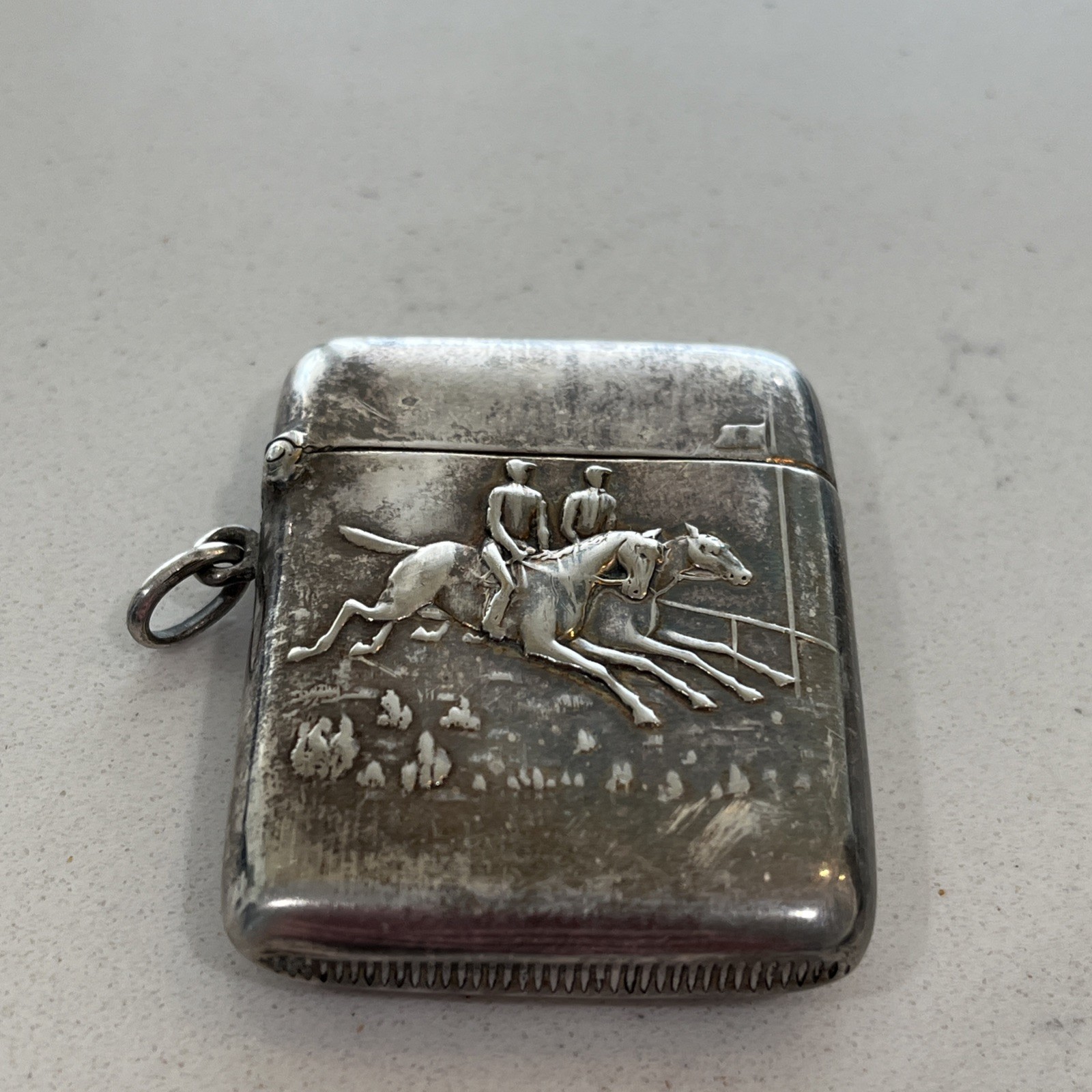 Art Nouveau Silver Embossed Matchbox W/ Hinged Lid