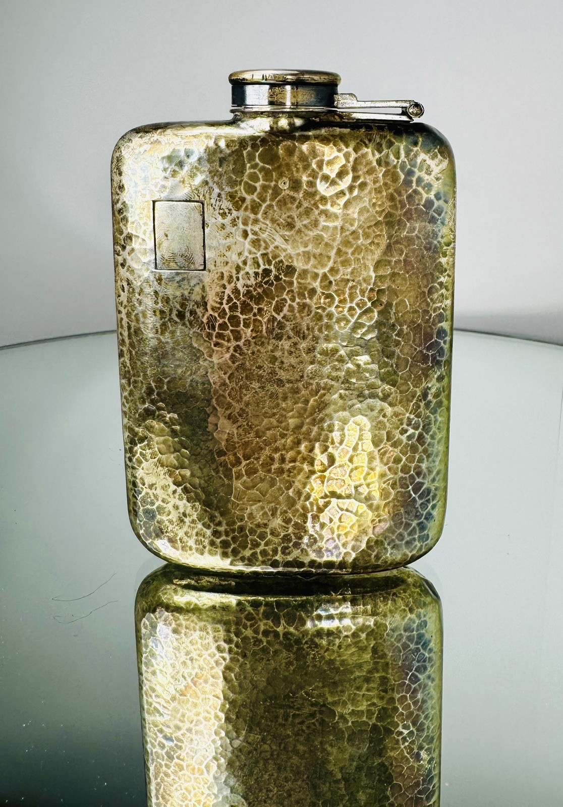 Rare Post WWII Hammered 950 Silver Flask 1940-1950 Marked “CPO”