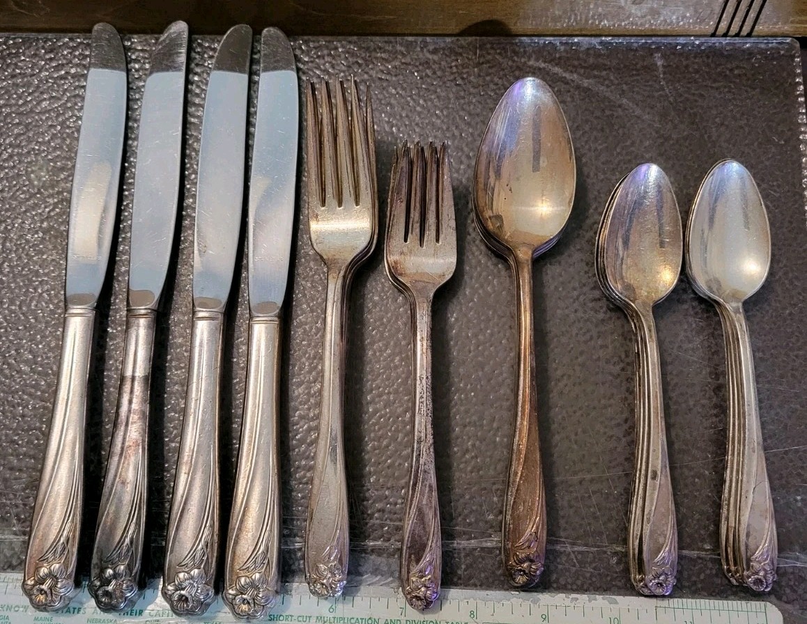 1847 Rogers Bros Daffodil Silverware 5 Pc. Place Setting +
