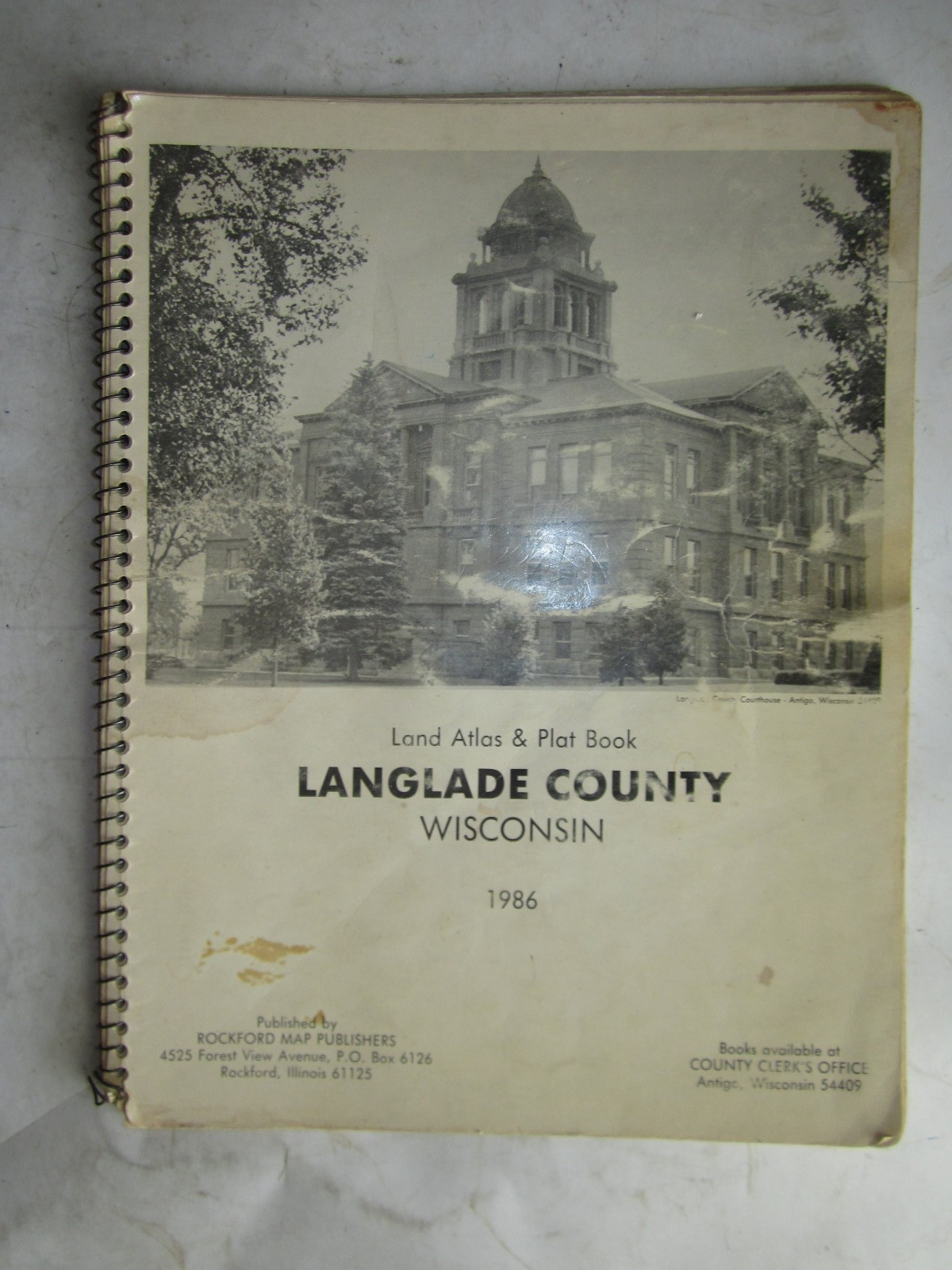 1986 Atlas and Plat Book LANGLADE County Wisconsin ROCKFORD PUBLISHING.
