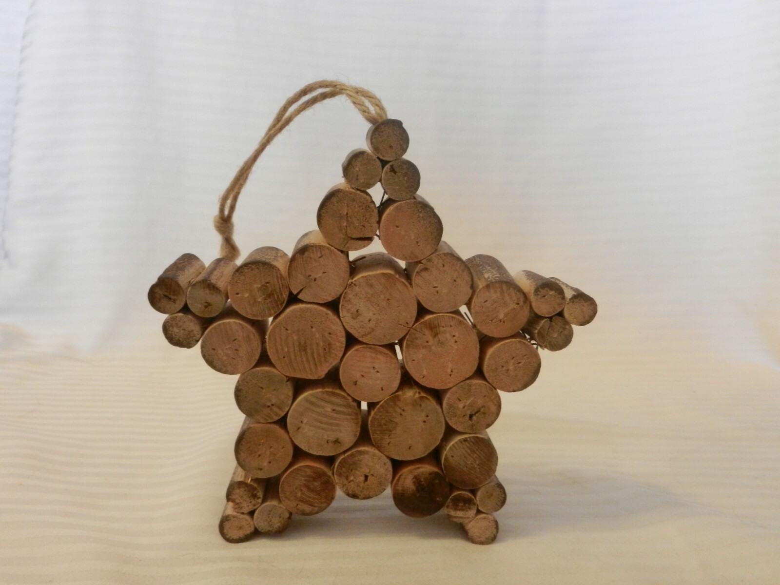 Handmade Wooden Folk Art Hanging Star Made from Tree Branches