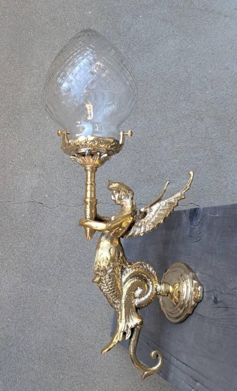 Art Deco Mermaid Wall Sconce – Ocean-Inspired Elegant Home Décor Lighting