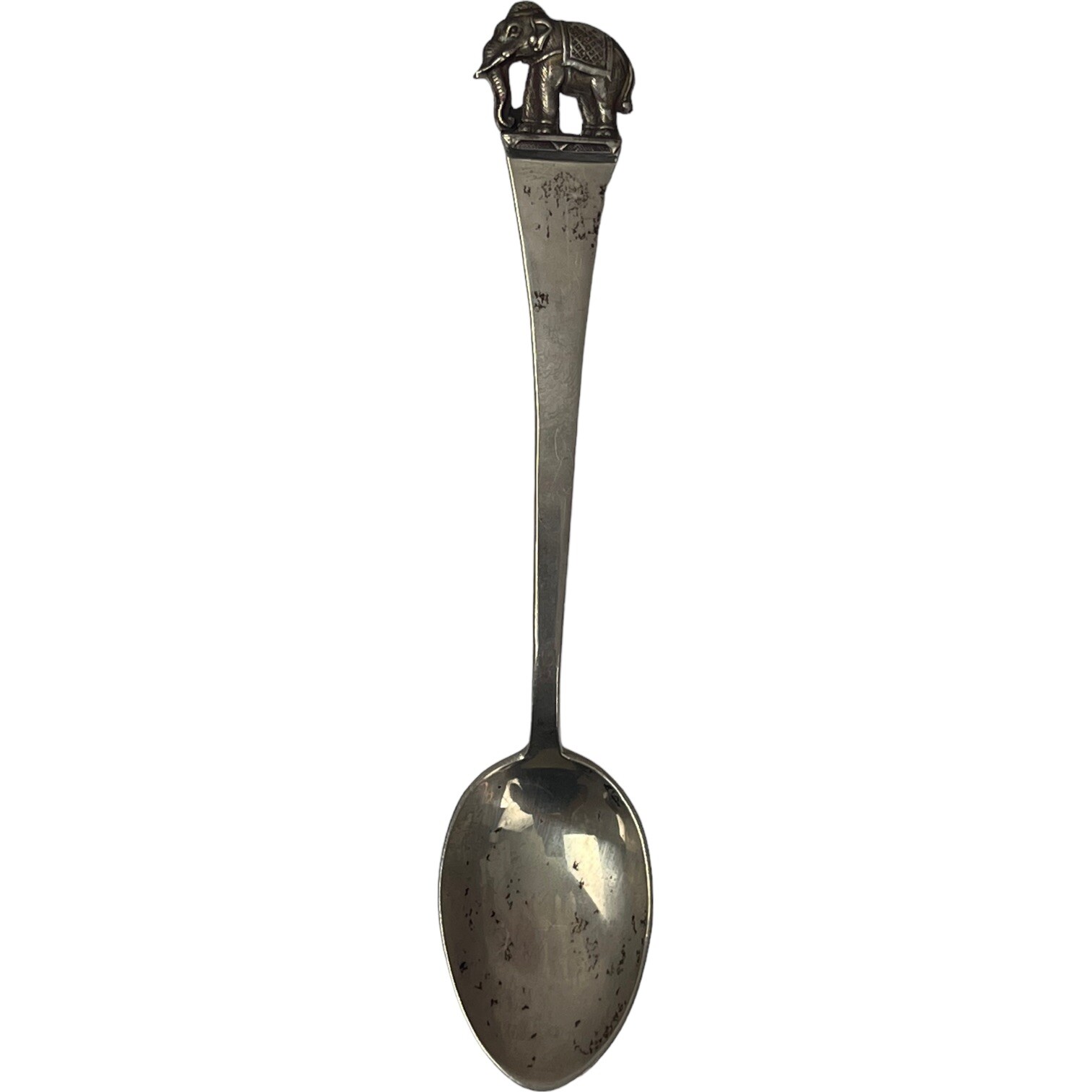Antique Sterling Silver Siam Souvenir Spoon Asian Elephant Finial 5-1/4″