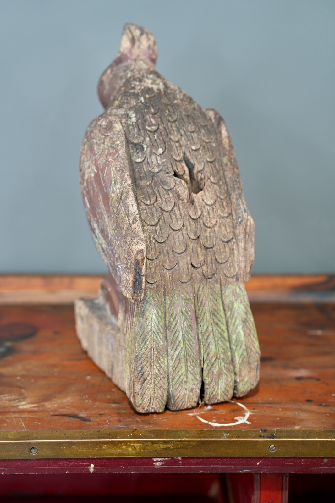 Antique Eagle Staircase Newl Post Column Wood Finial Architectural Salvage VTG