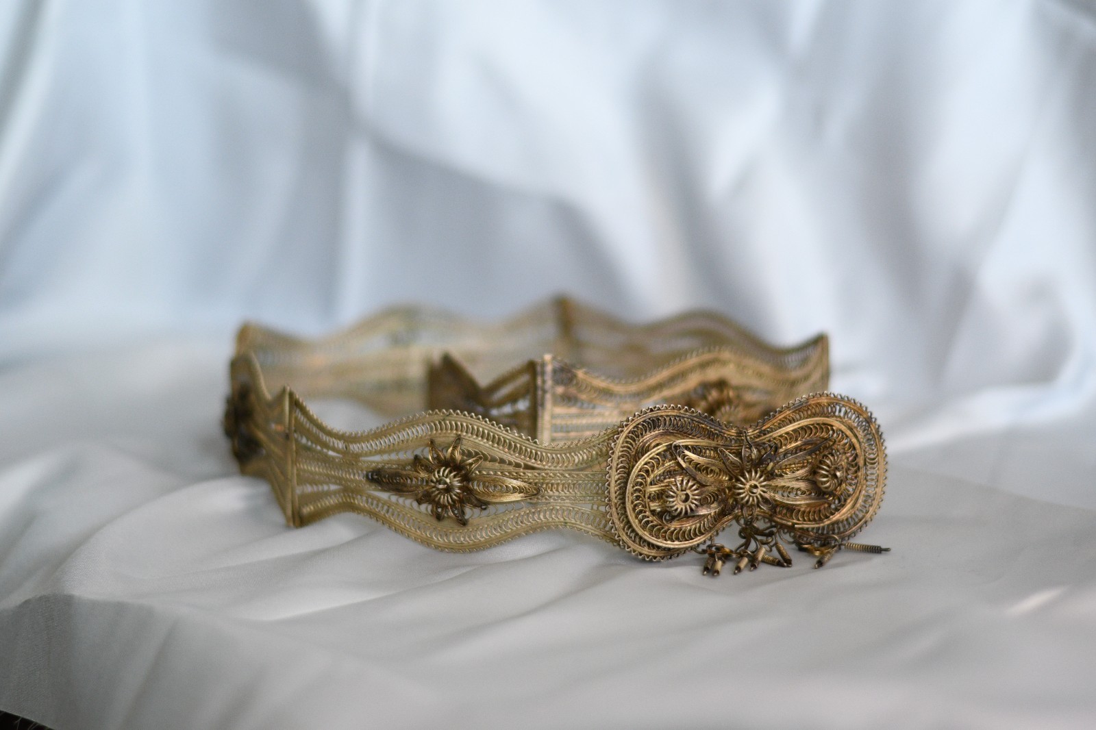Vintage Filigree Silver Plated Belt Ornate Folk Ethnic Balkan Ottoman Style
