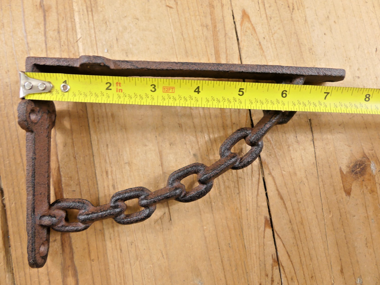 2 CAST IRON BRACKETS CHAIN MAN CAVE BRACES SHELF CORBELS NAUTICAL DECOR RUSTIC