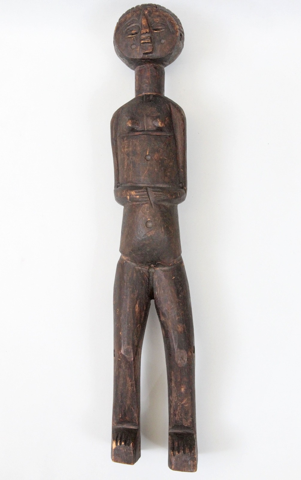 Vintage African Hand Carved Wooden Figure 18.5″ Baule Lega Ivory Coast Congo