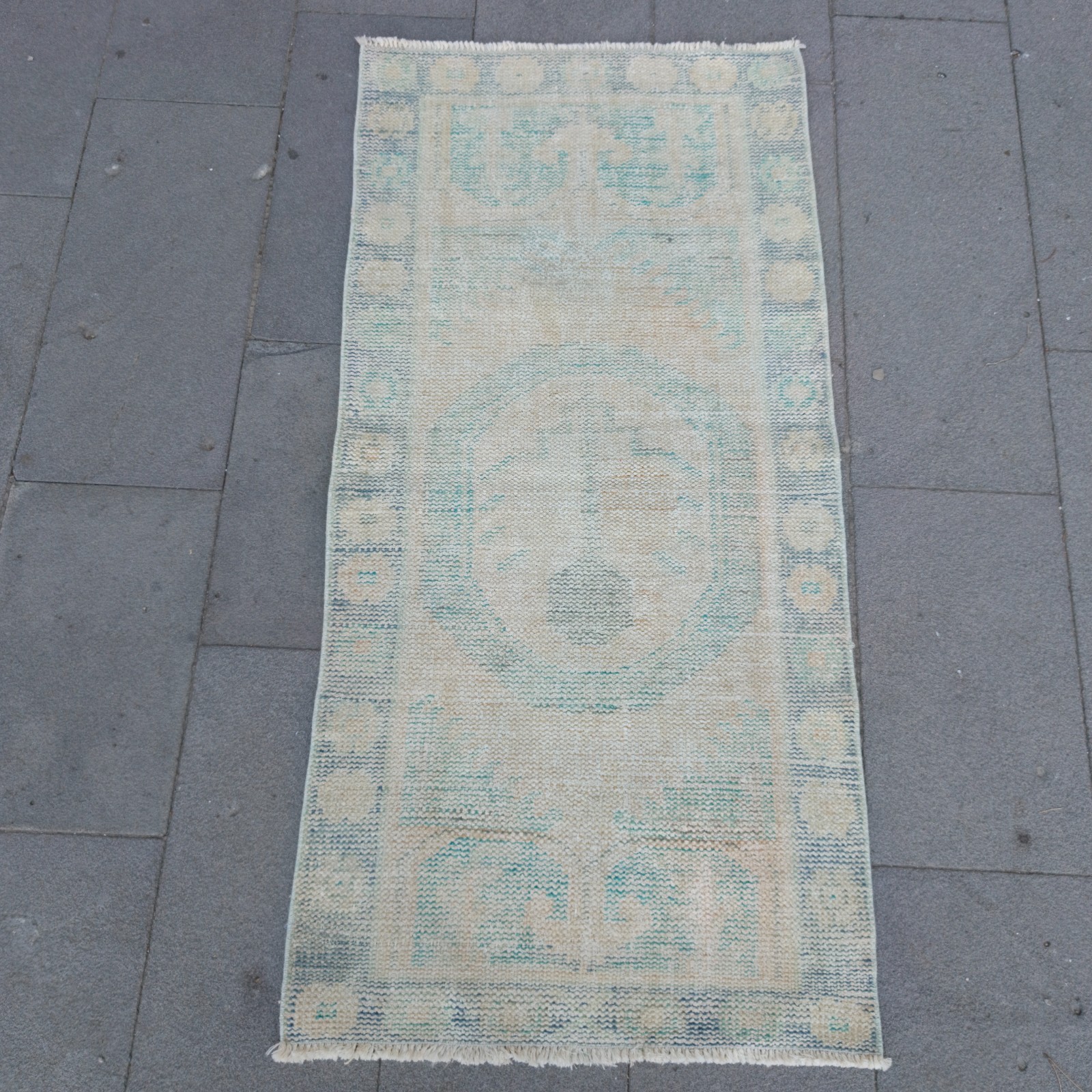 Pastel 2×5 Turkish kitchen rug 2.43 x 4.92ft Vintage Handmade 74 x 150 cm runner