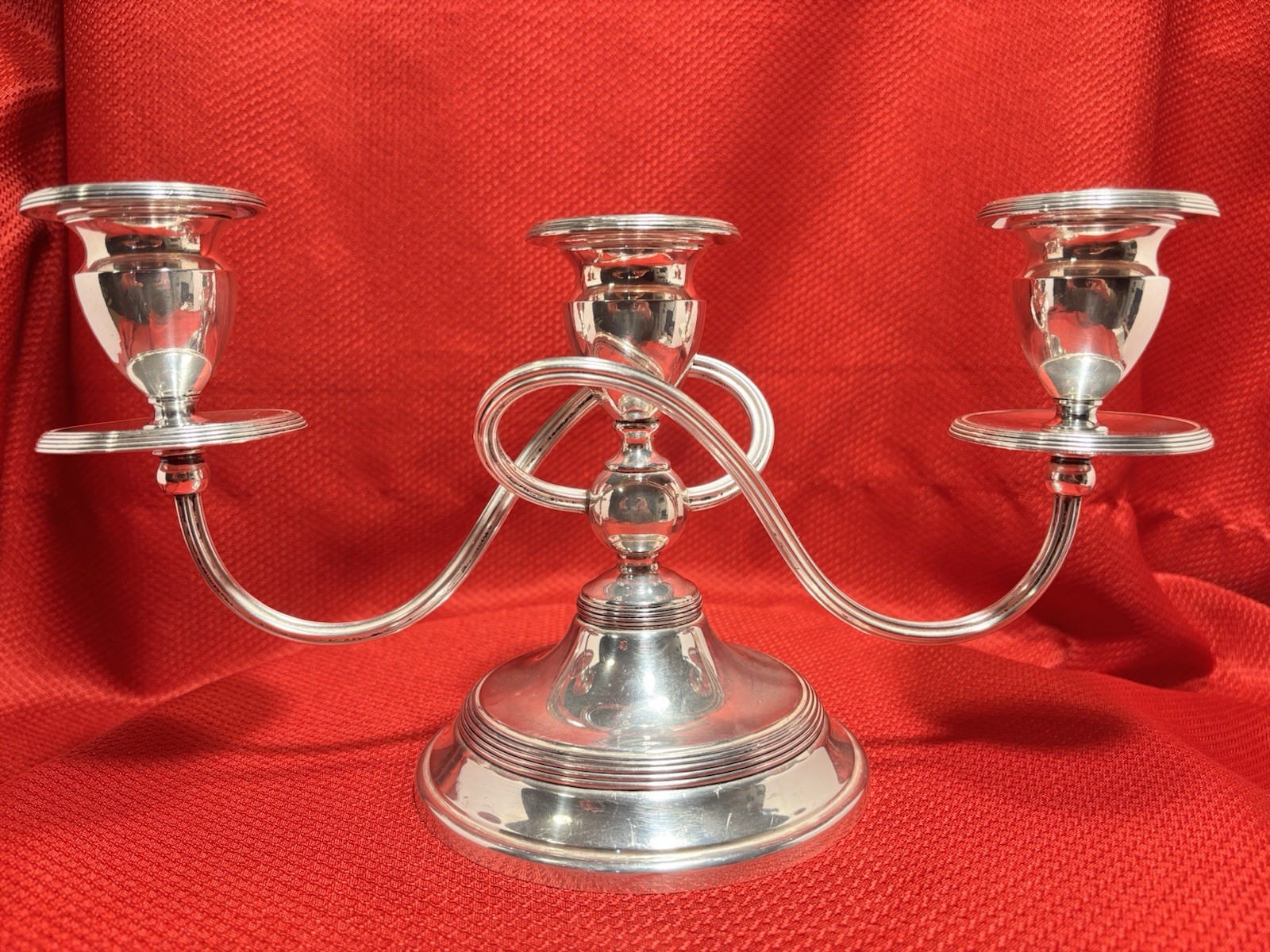 Vintage E.G. Webster & Son Silverplated 3 Lights Candelabra with Inserts (Rare)