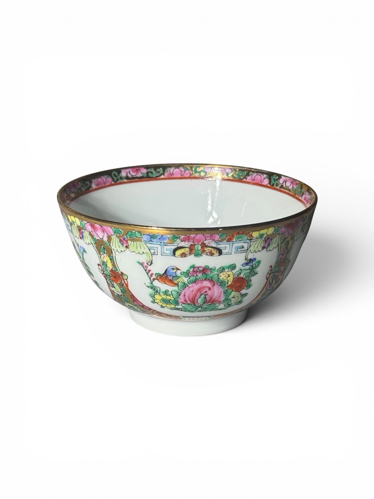 Antique Chinese Rose Medallion Porcelain Famille Rose Bowl China 4.25” Rice Bowl